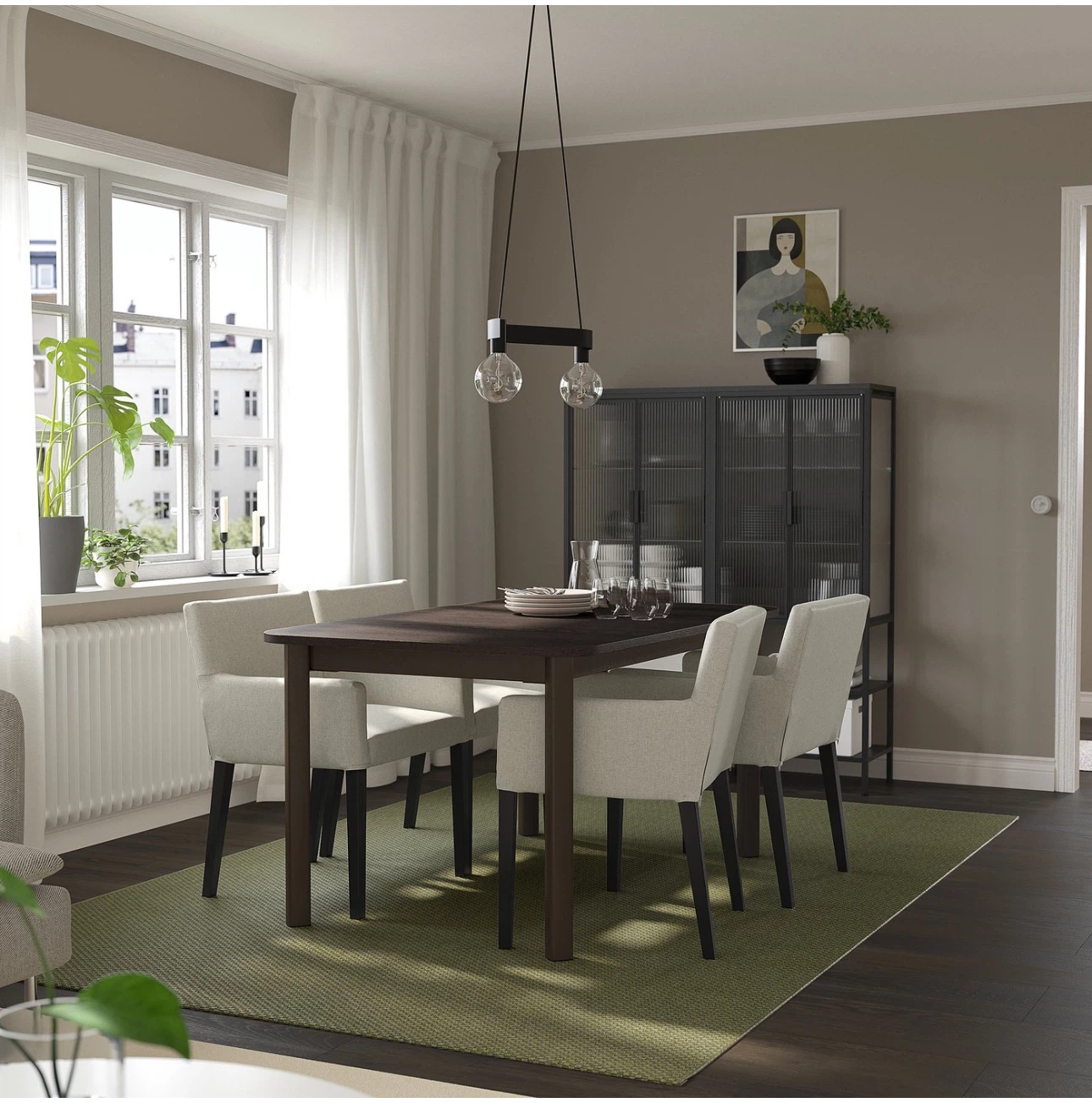 IKEA Bjursta extendable dining table, dark brown
