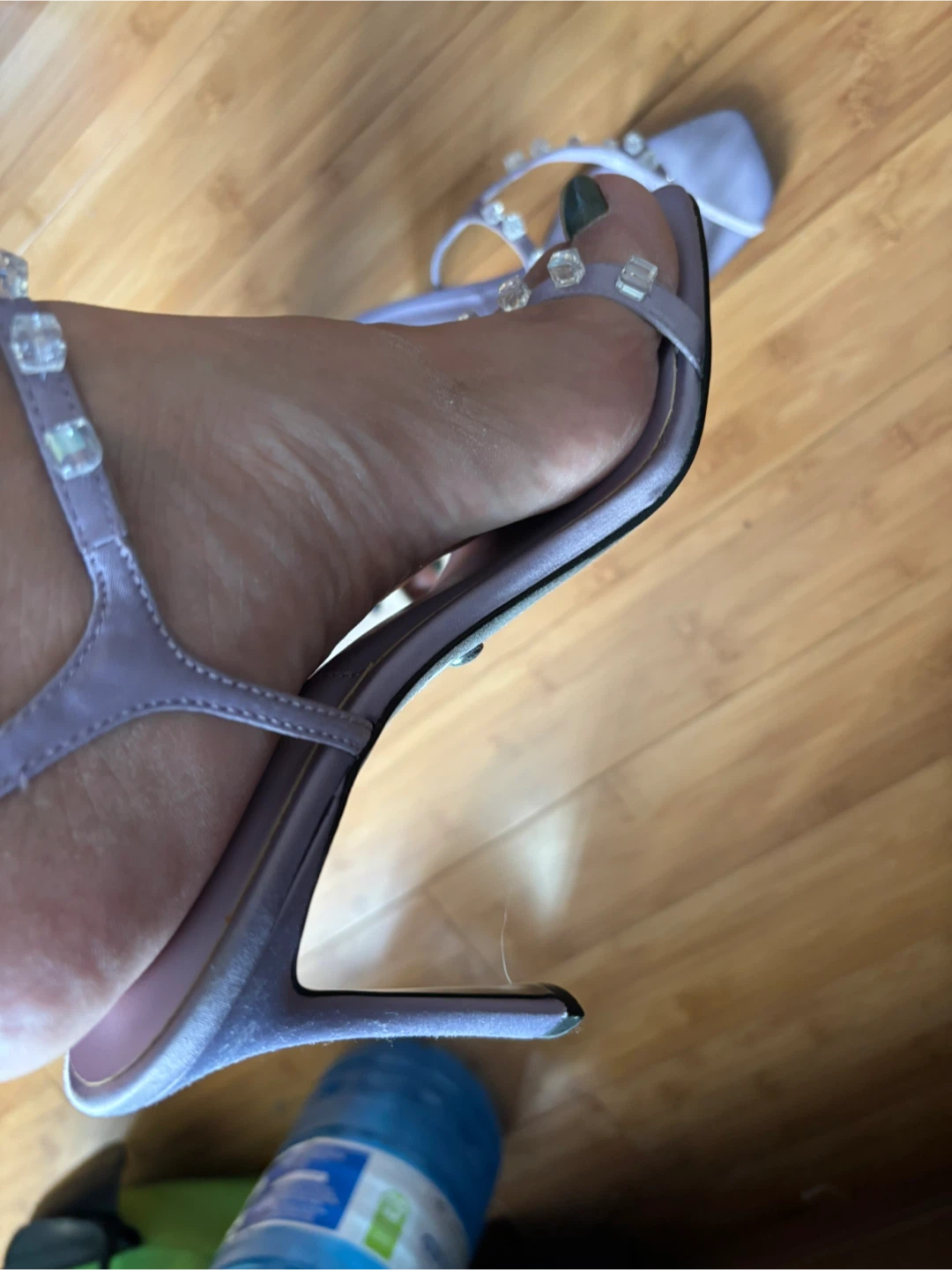 Charles & Keith Lavender Crystal Heeled Sandals - photo 2