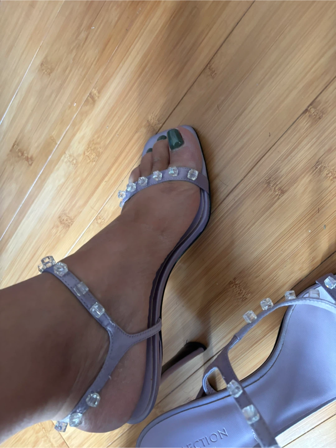 Charles & Keith Lavender Crystal Heeled Sandals - photo 5