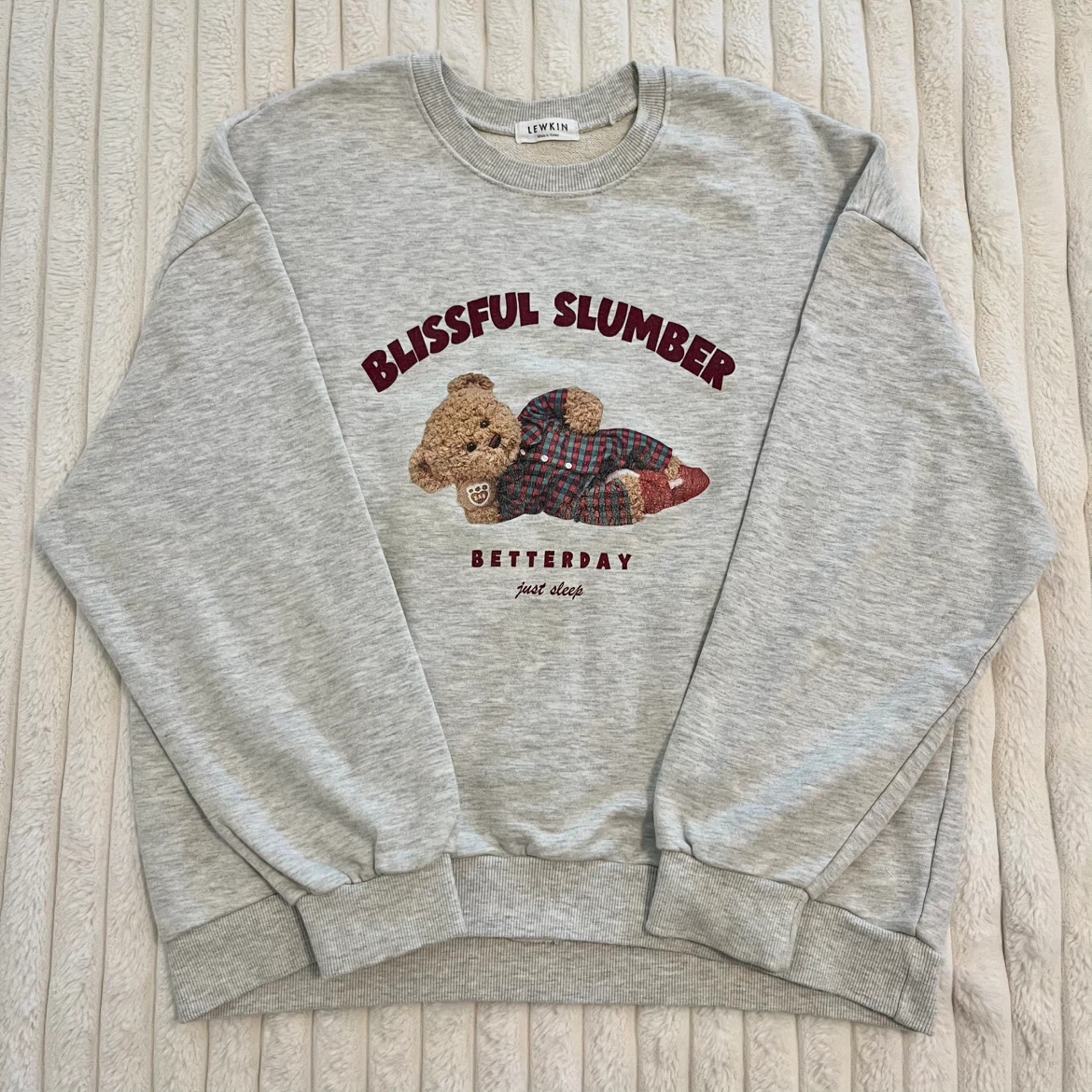 LEWKIN Grey Blissful Slumber Bear Sweatshirt