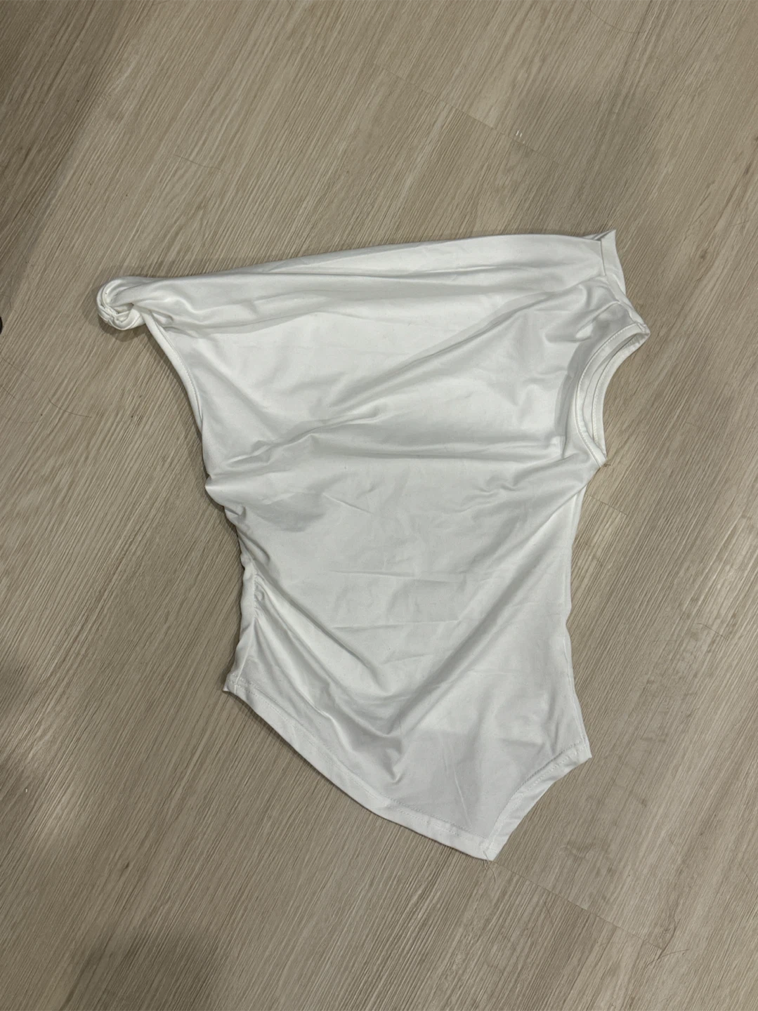 White one-shoulder top