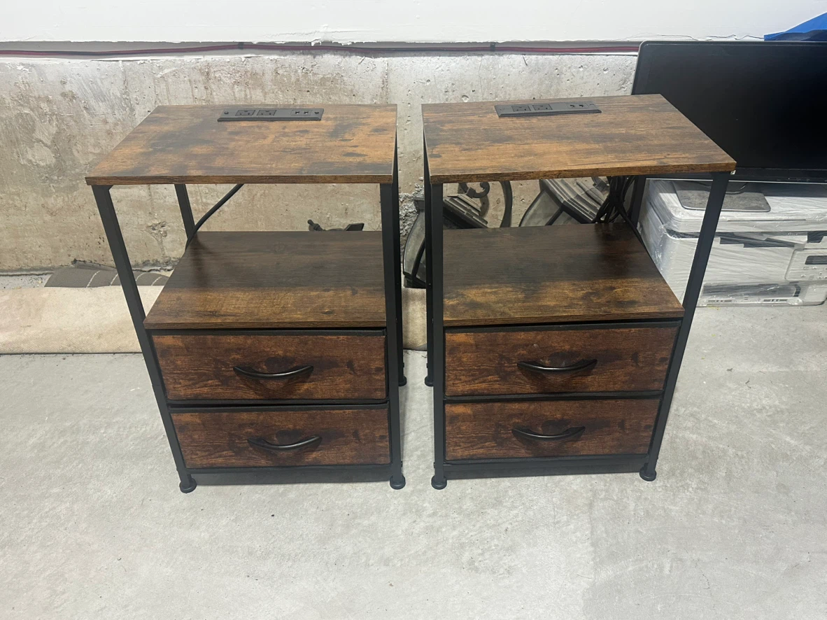 Set of Two Bedside Tables with Charging Ports