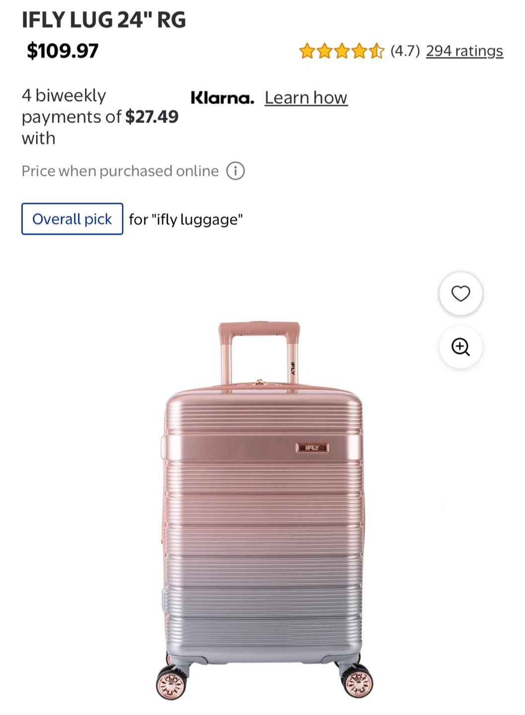 Brand New iFLY Rose Gold Carry-On Luggage