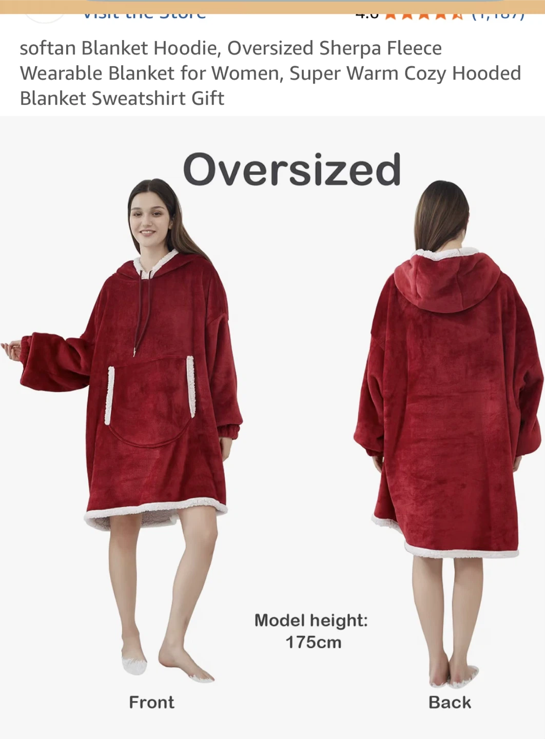 Softan Oversized Sherpa Fleece Wearable Blanket - photo 2