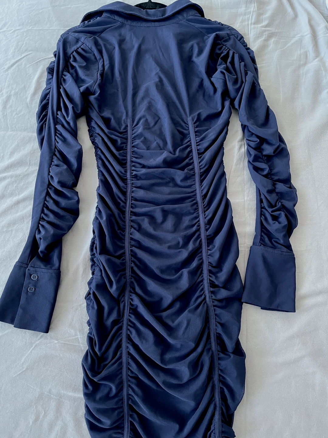 Zara Draped Button Front Dress in Midnight Blue – Size S - photo 4