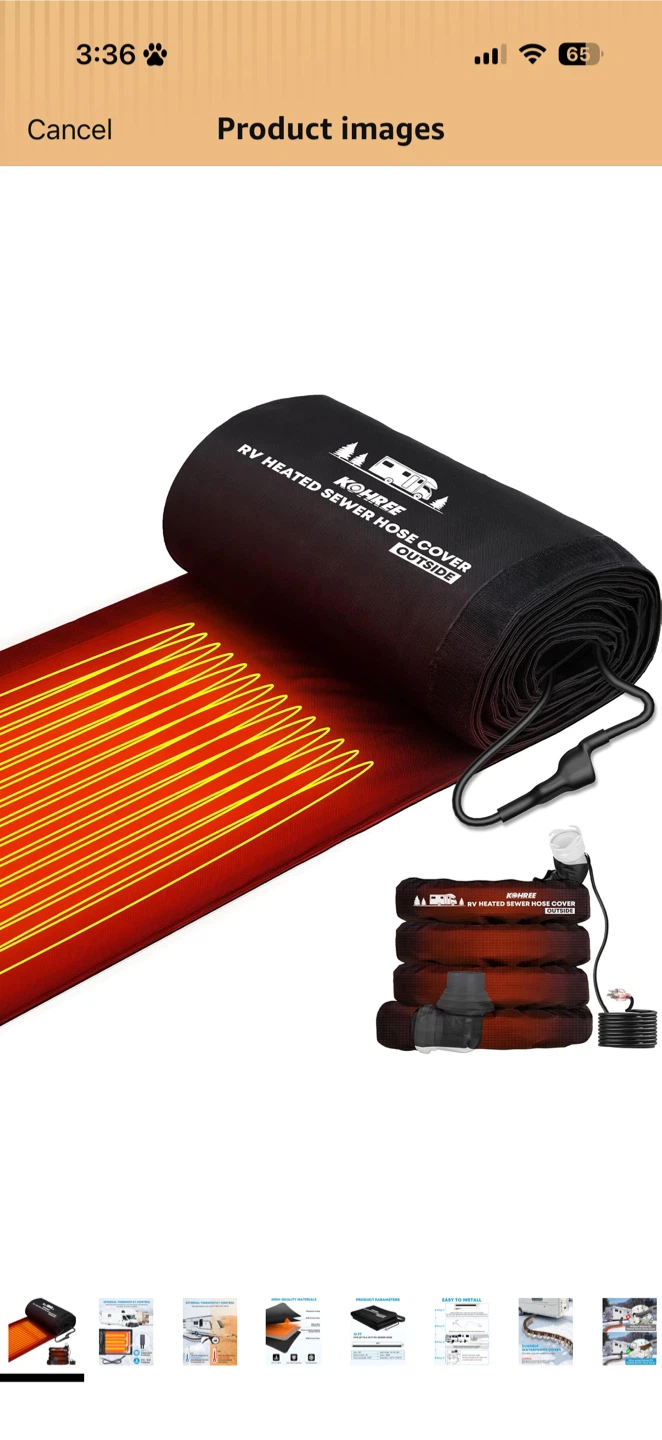 Kohree 10ft RV Heated Sewer Hose Cover