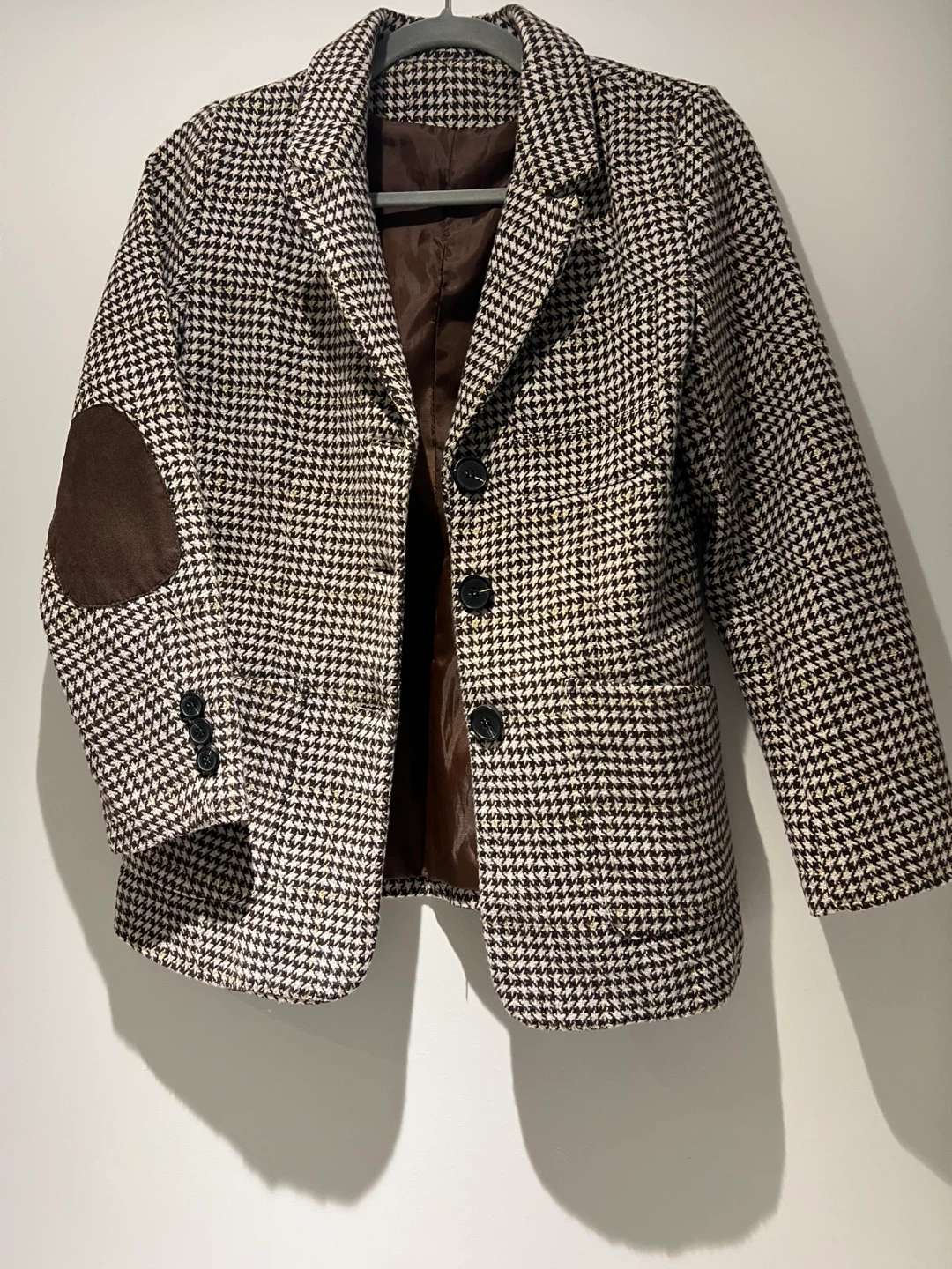 Women's Houndstooth Blazer with Elbow Patches