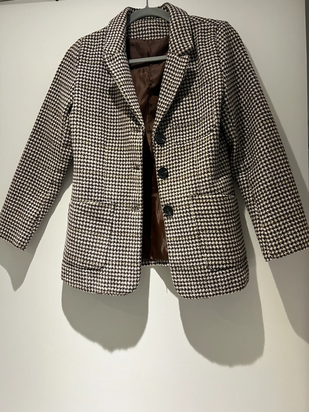 Women's Houndstooth Blazer with Elbow Patches - photo 2