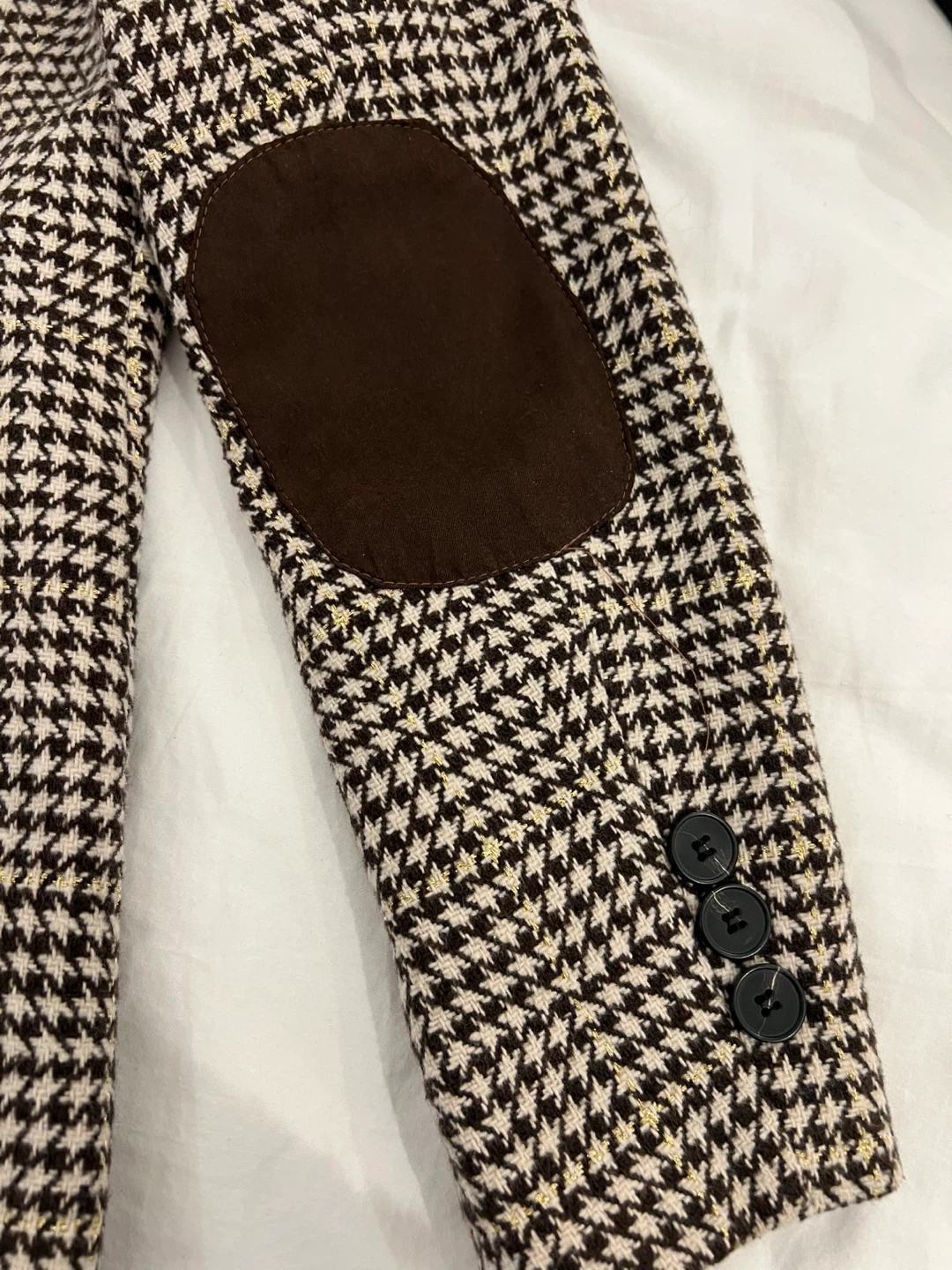 Women's Houndstooth Blazer with Elbow Patches - photo 4