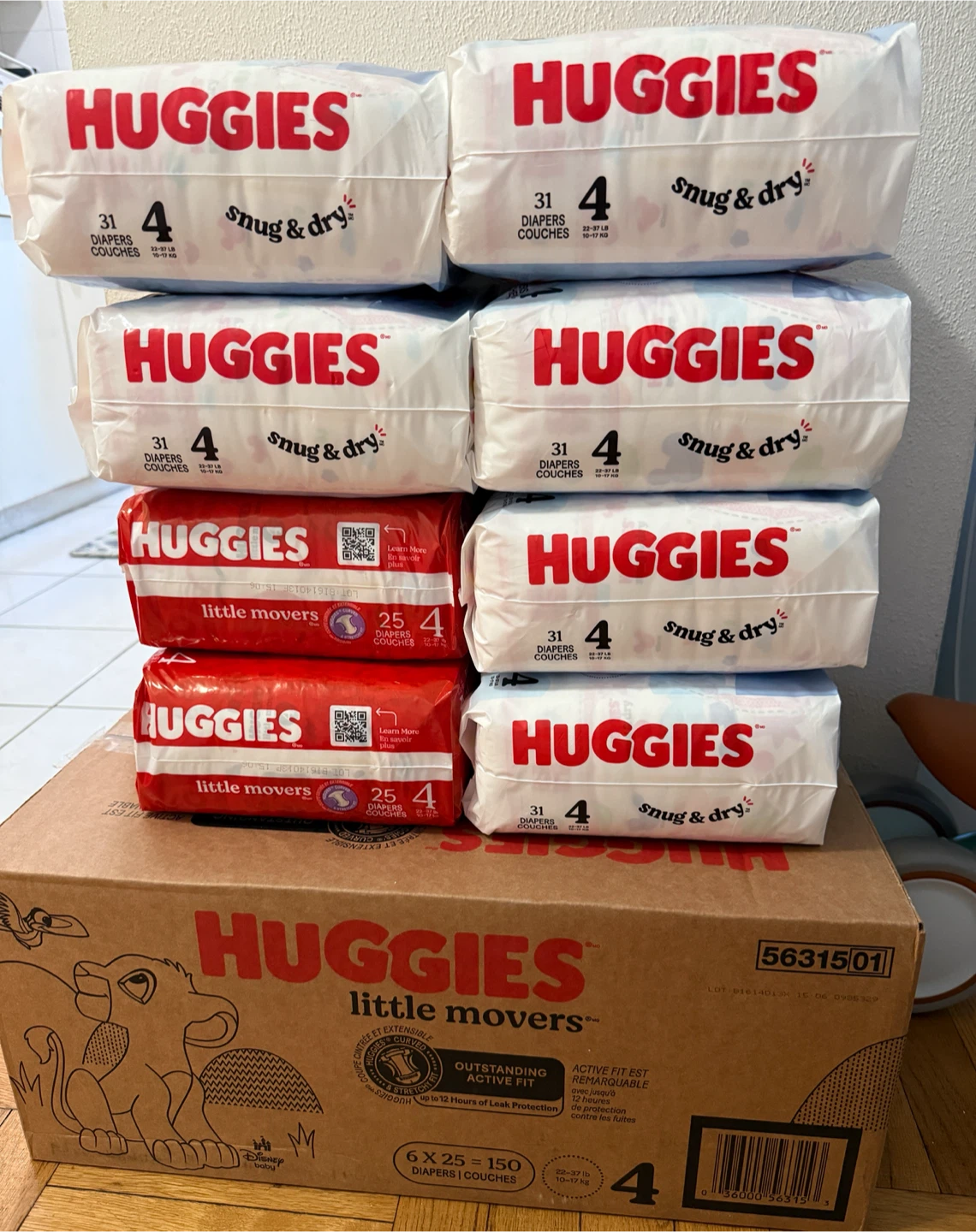 Huggies Size 4 Diapers — 386 Diapers — $80