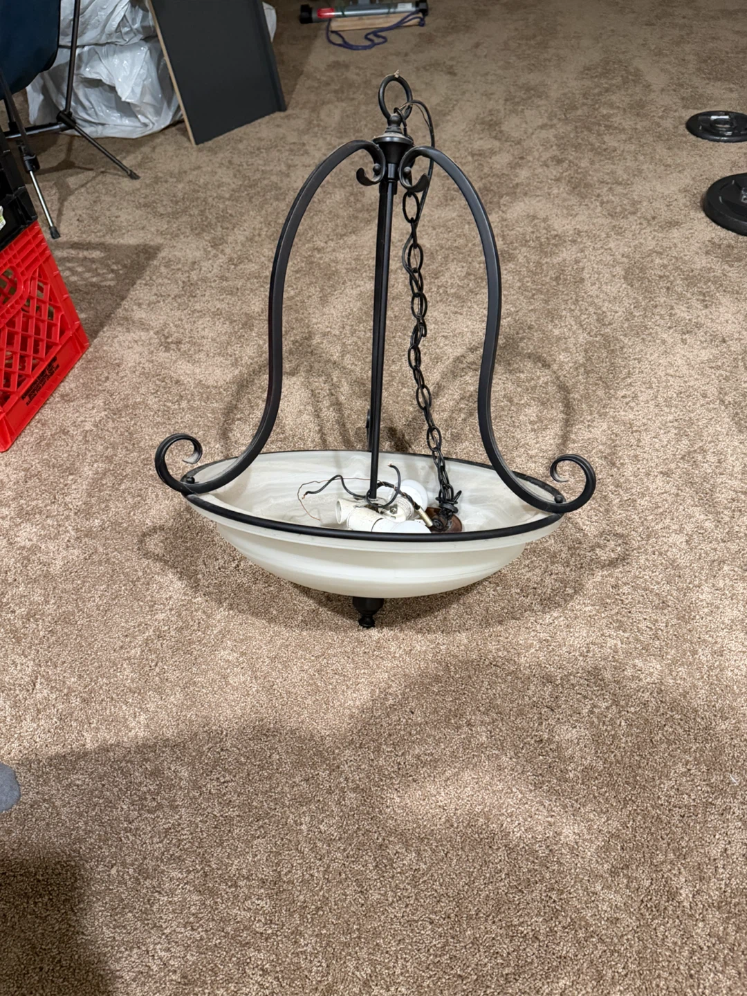 Black Metal and Glass Chandelier