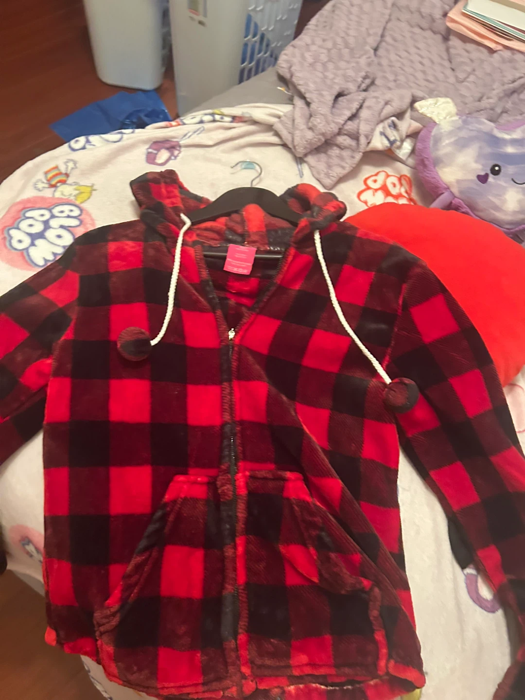 Red and Black Buffalo Check Fleece Hoodie