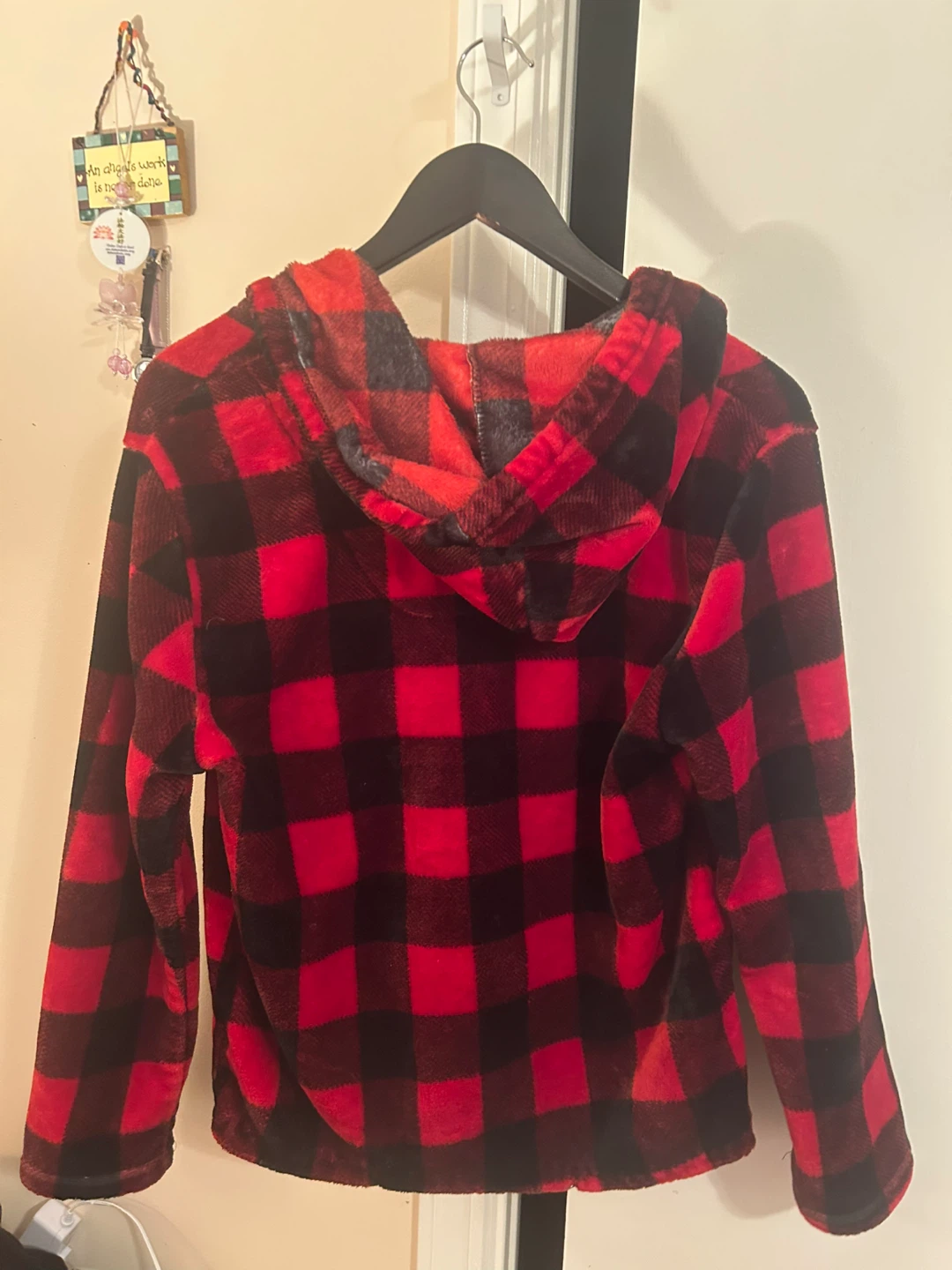 Red and Black Buffalo Check Fleece Hoodie - photo 2