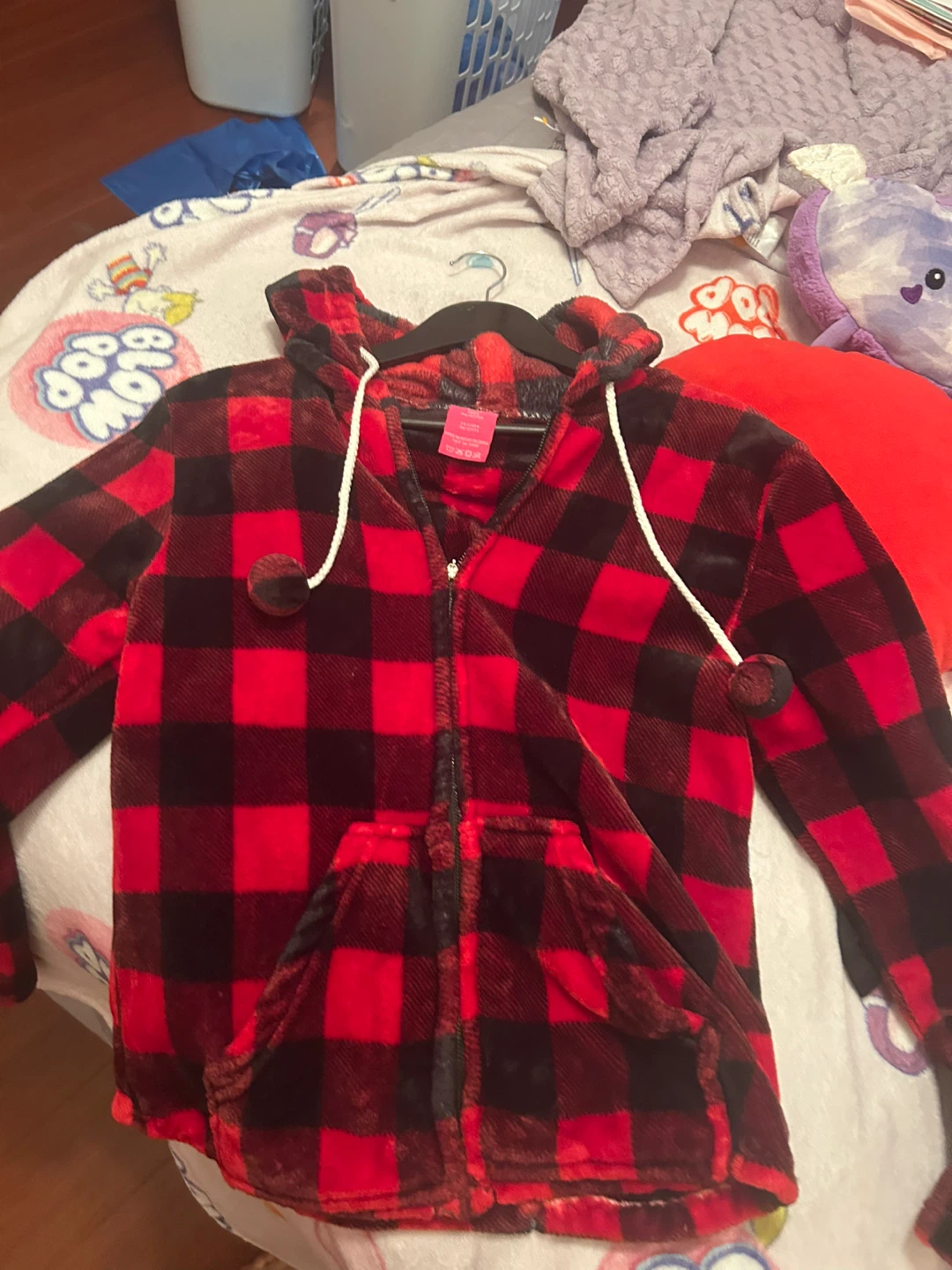 Red and Black Buffalo Check Fleece Hoodie - photo 3