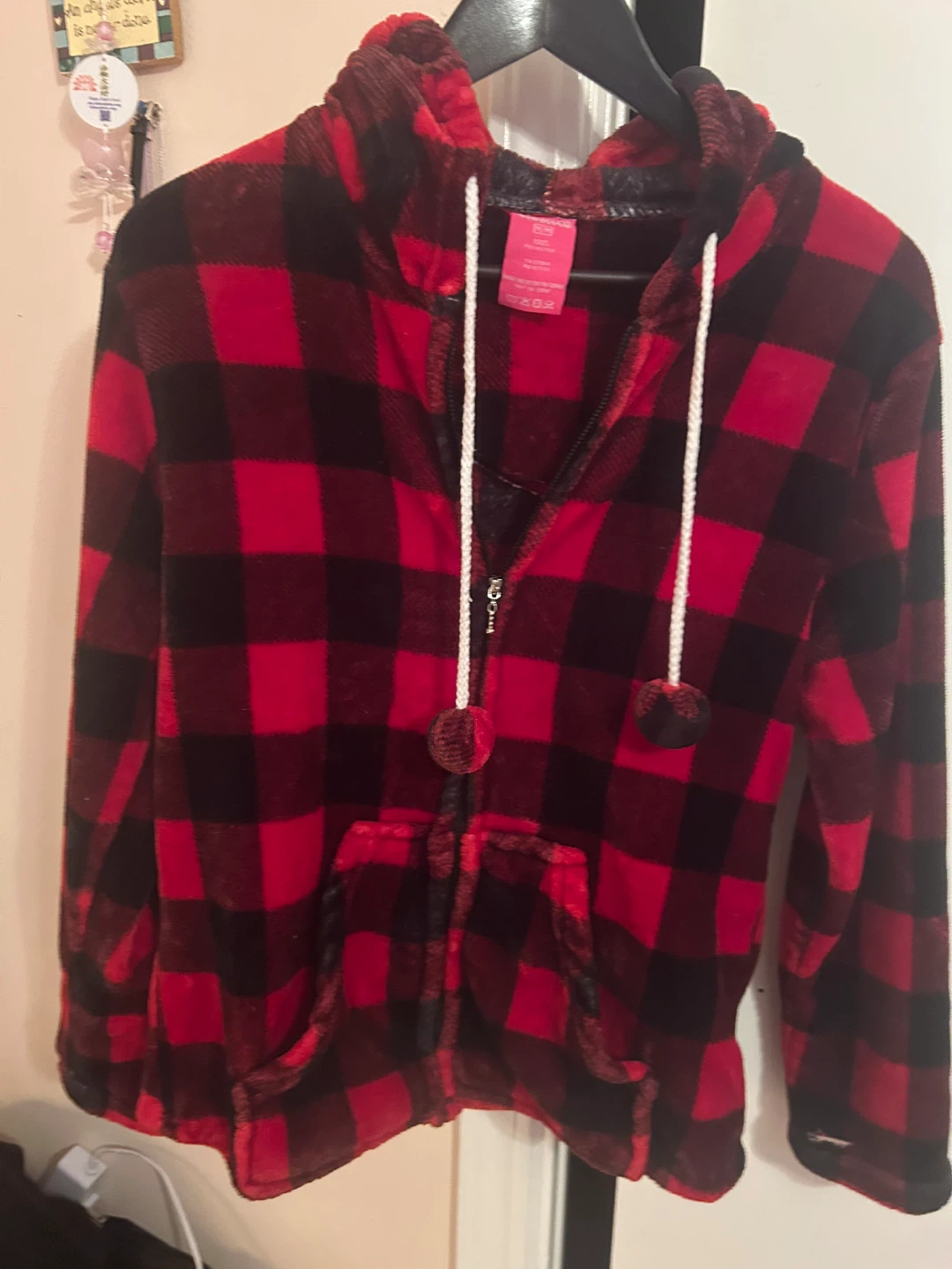 Red and Black Buffalo Check Fleece Hoodie - photo 5