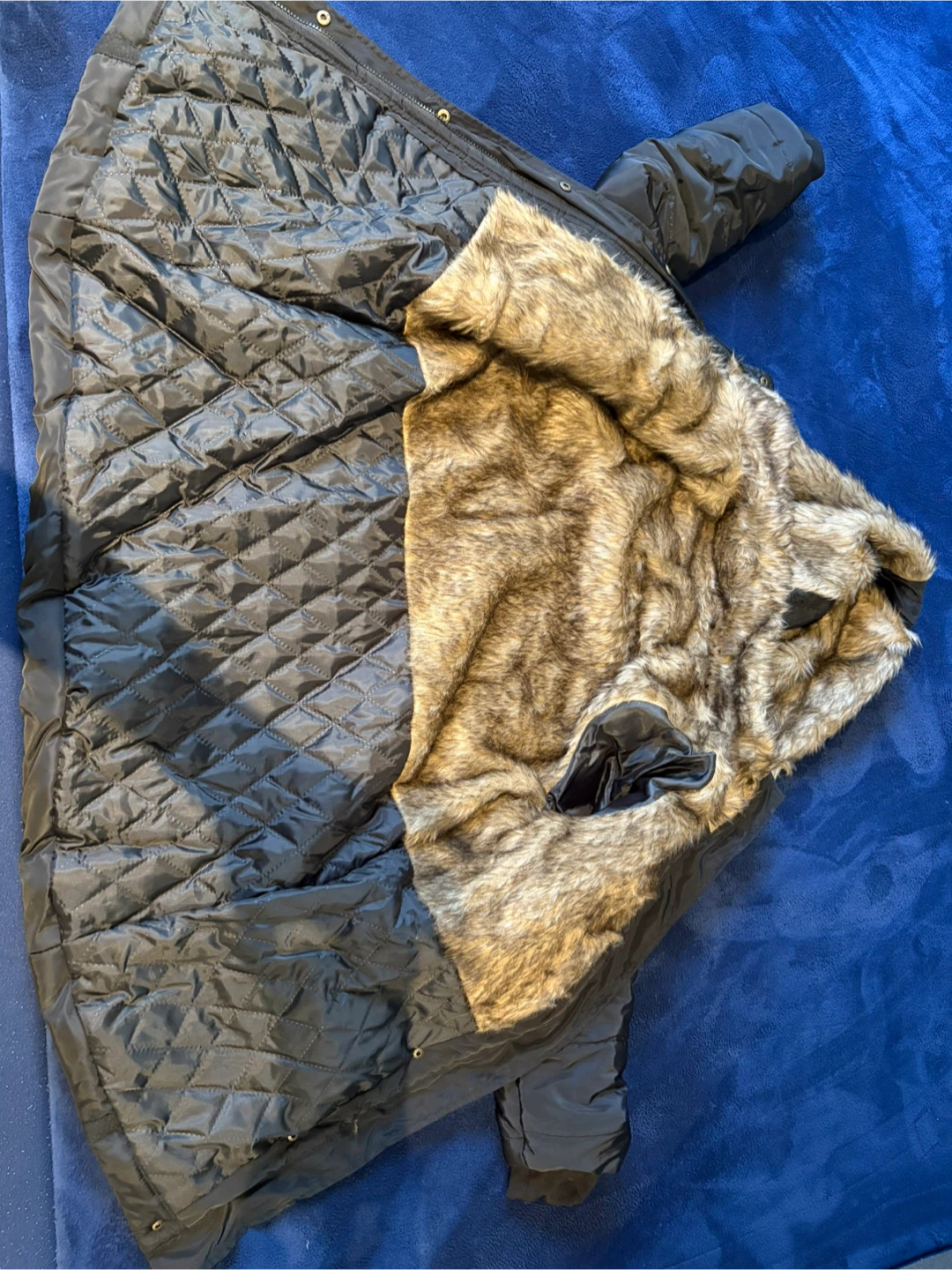 Black winter parka with faux fur hood-$60 - photo 3