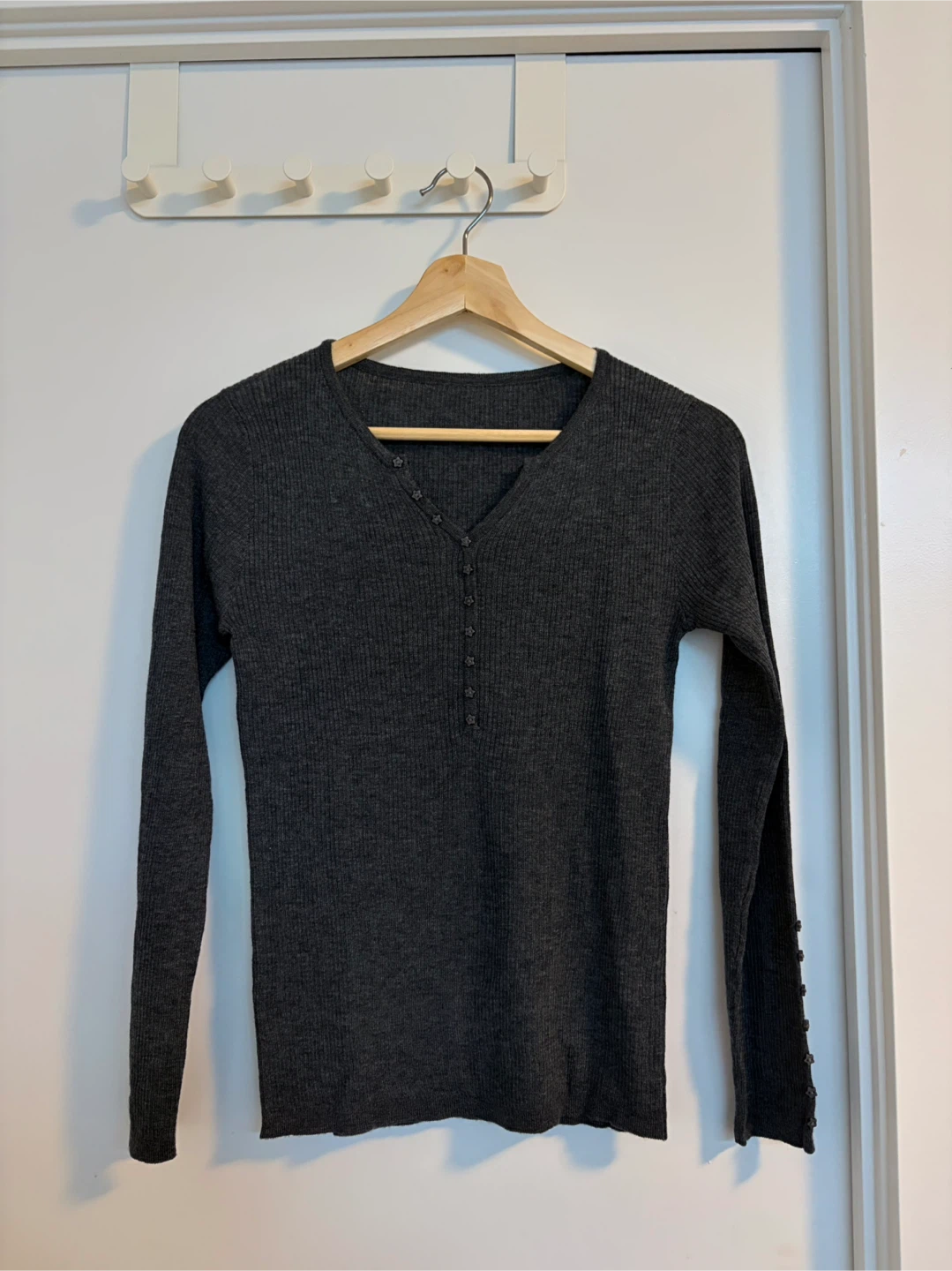 Ribbed Long Sleeve Henley Tops (3 colours) - photo 4