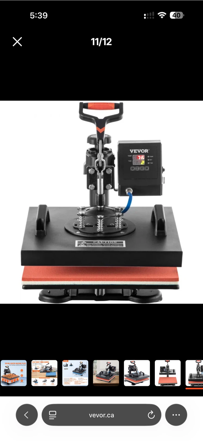 VEVOR 5-in-1 Heat Press Machine 15x15 inch