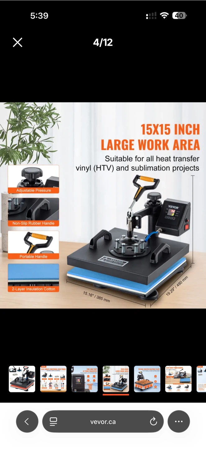 VEVOR 5-in-1 Heat Press Machine 15x15 inch - photo 2