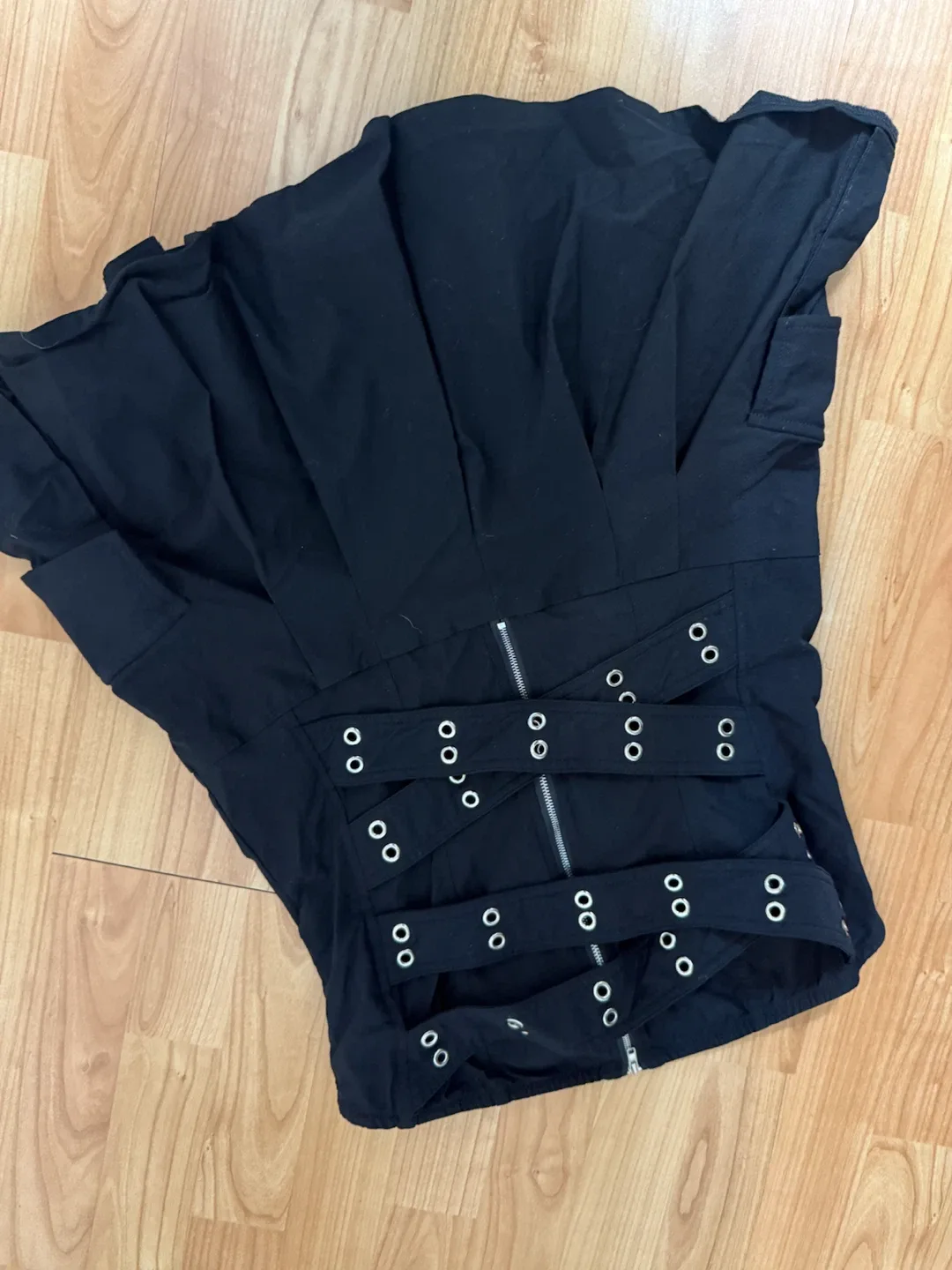 Black strapless grommet detail dress - photo 3