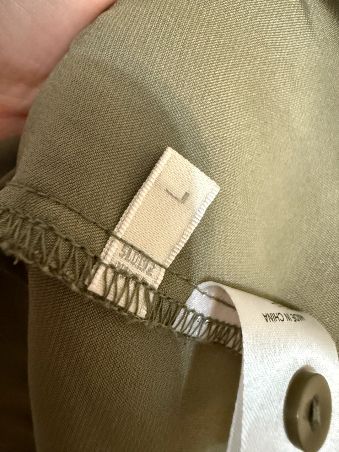 Olive Green Satin Button-Down Shirt - photo 3