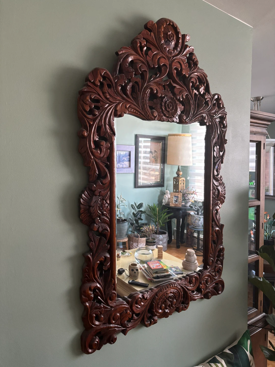 Ornate Carved Wood Wall Mirror