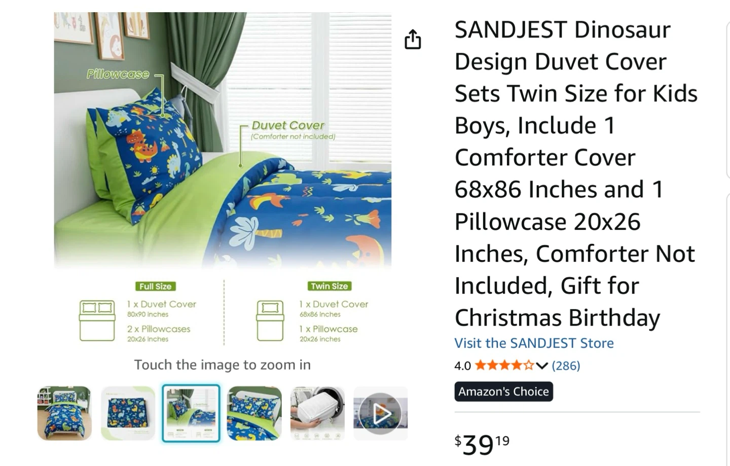 Kids Dinosaur reversible Duvet Cover Set - Full Size - photo 3