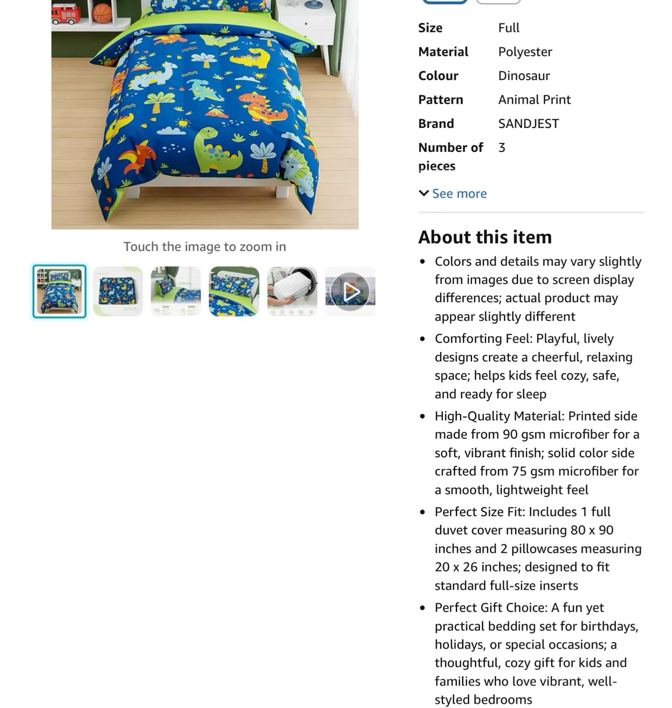 Kids Dinosaur reversible Duvet Cover Set - Full Size - photo 4