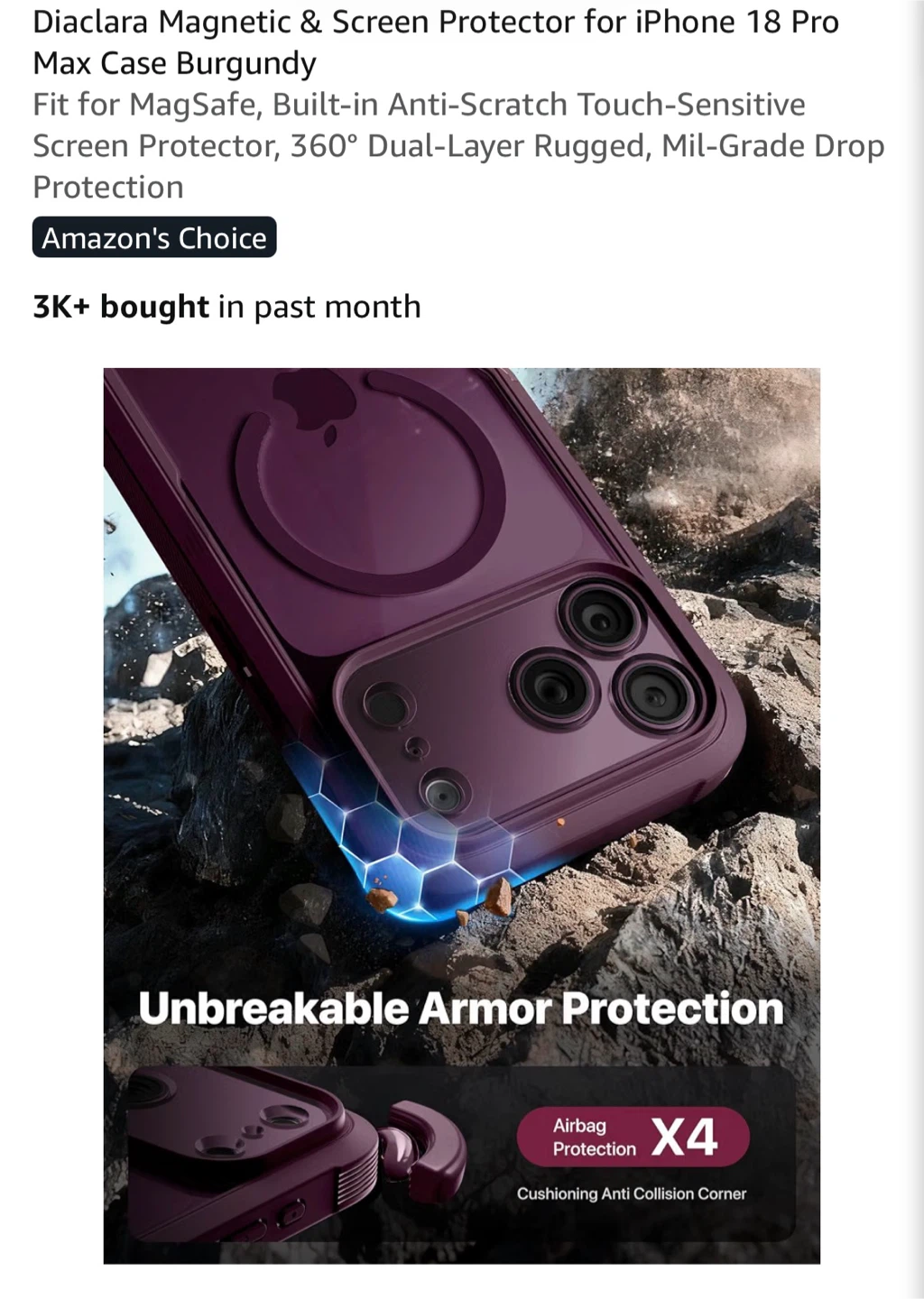 Diaclara Burgundy Case for iPhone 18 Pro Max - photo 2