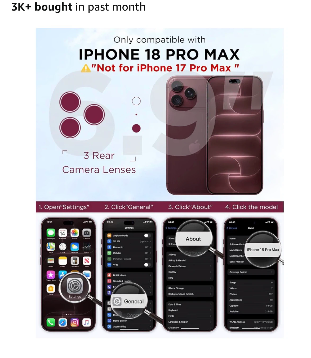 Diaclara Burgundy Case for iPhone 18 Pro Max - photo 3