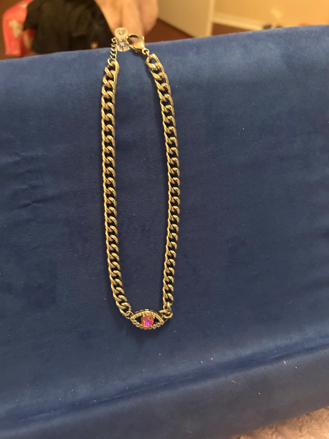 Gold-Tone Chain Necklace with Evil Eye Pendant