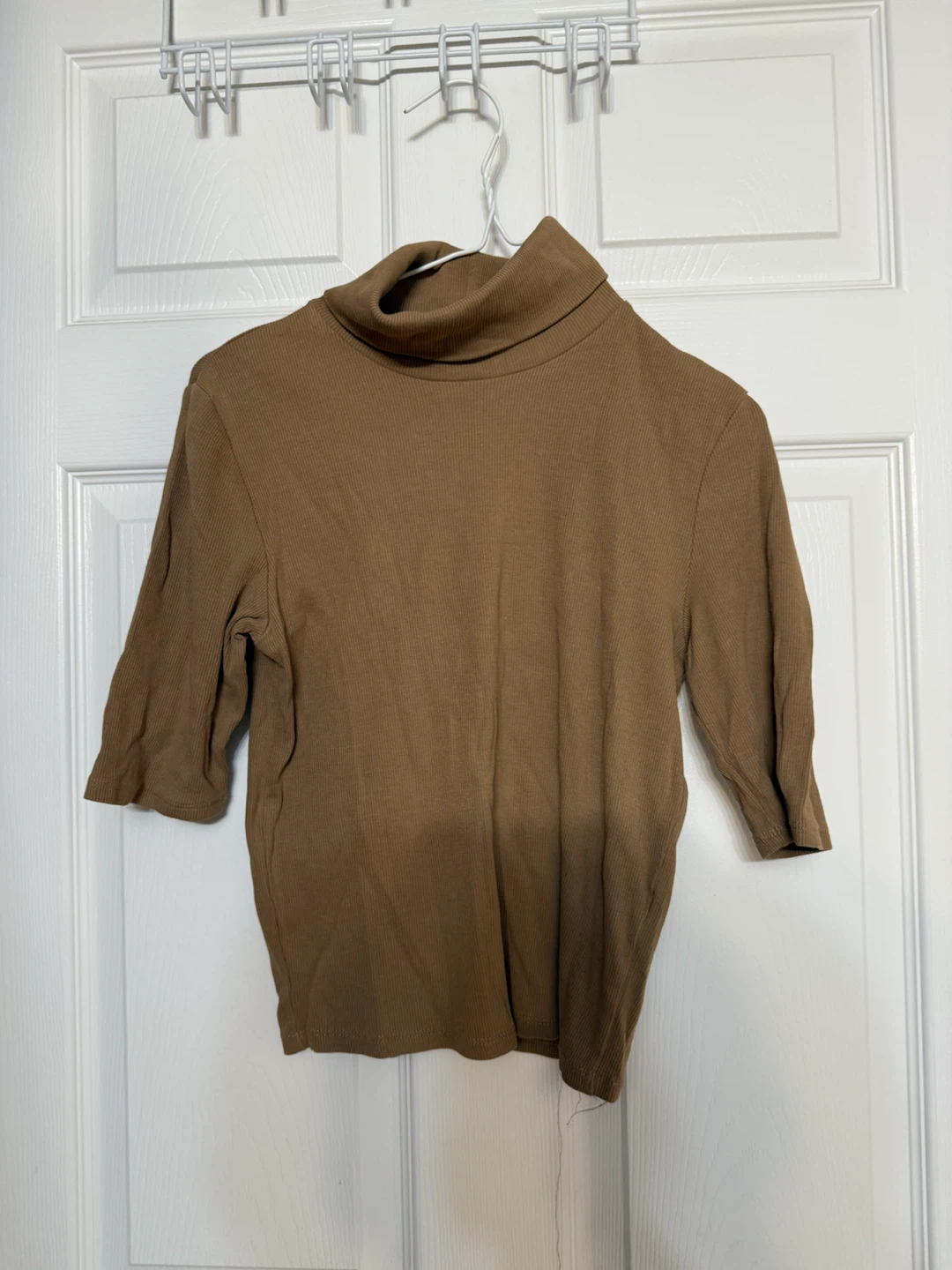 Zara Brown Turtleneck Ribbed Top