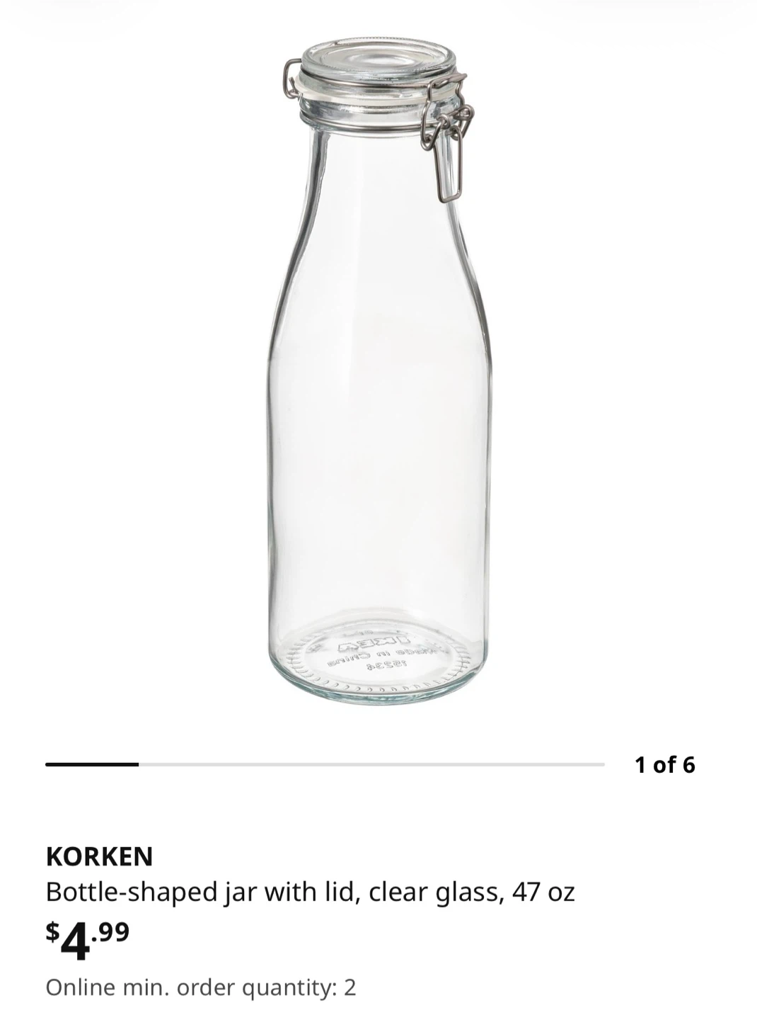 IKEA KORKEN Bottle-shaped jar, 47 oz