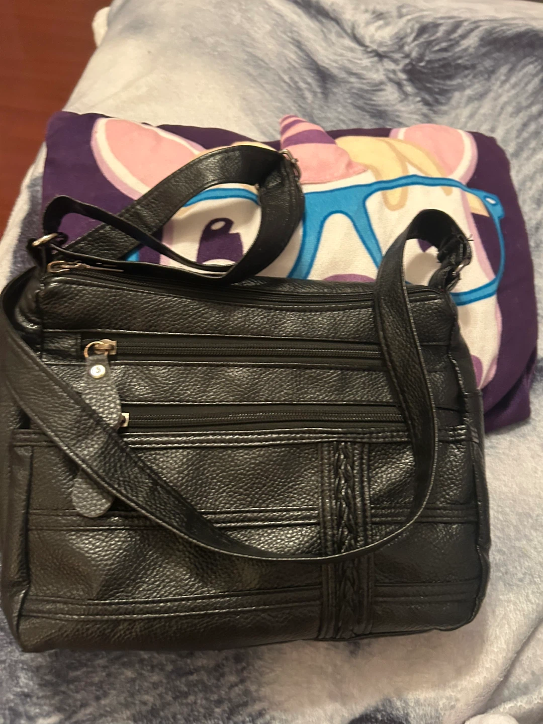 Black Multi-Zipper Crossbody Bag