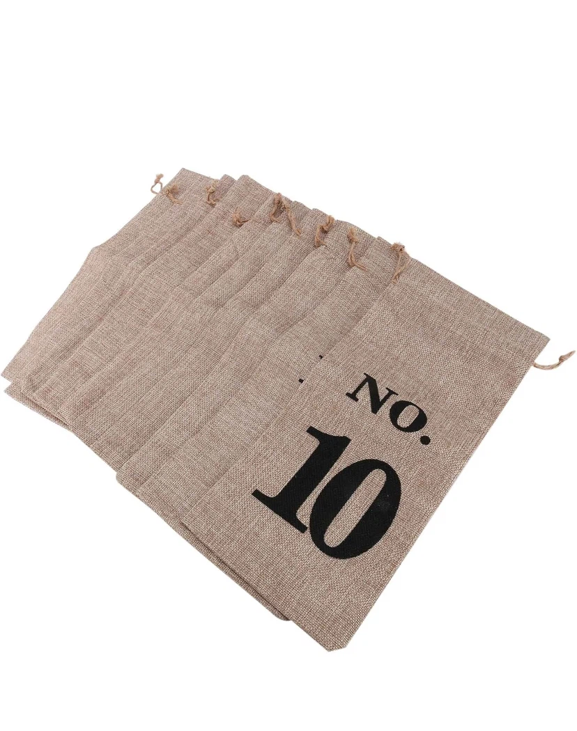 10 Pcs Numbered Burlap  Blind Tasting Wines Bags - photo 4