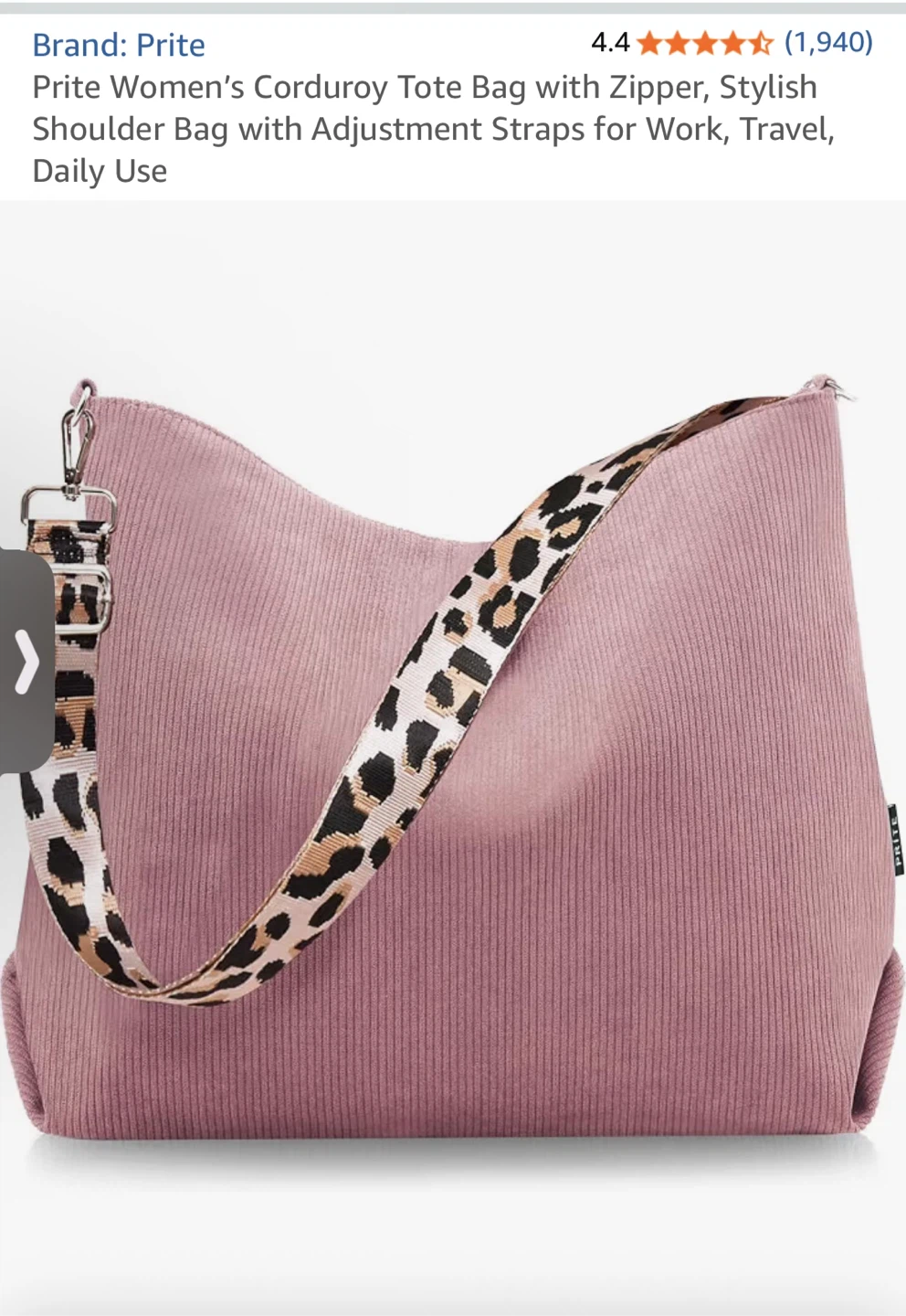Prite Women's Corduroy Tote Bag