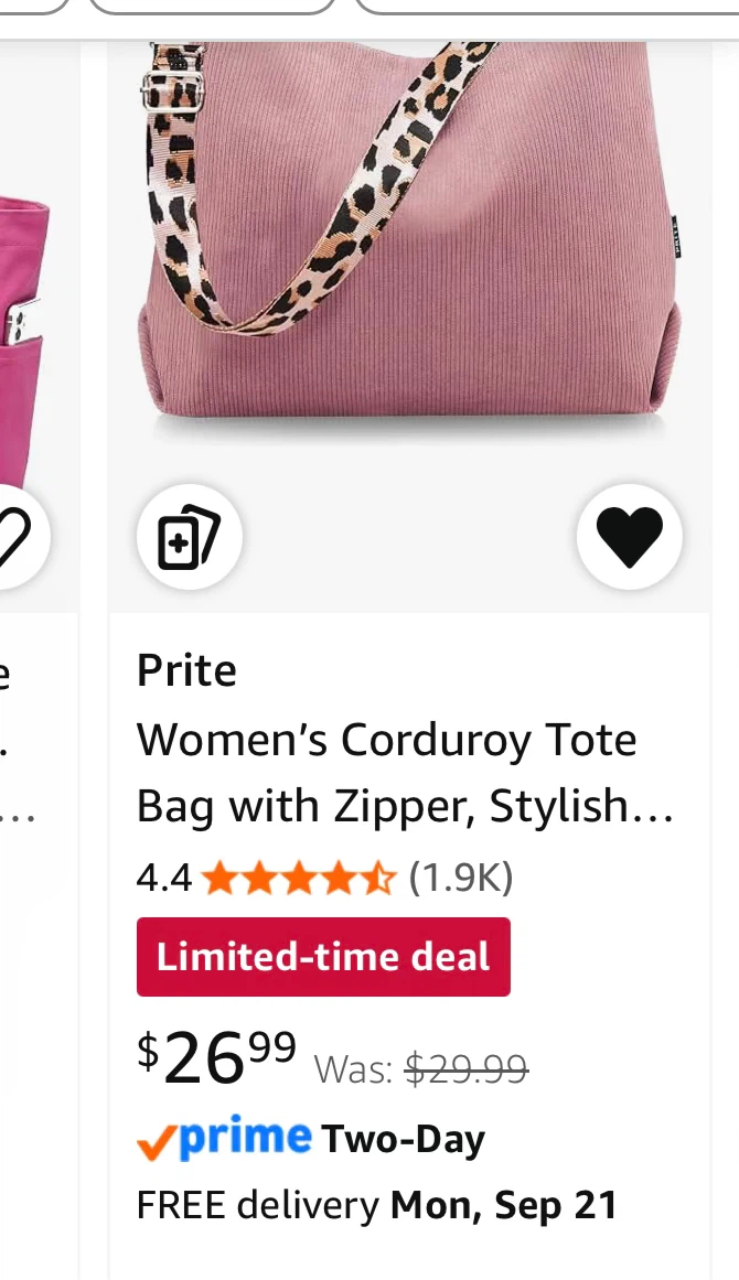 Prite Women's Corduroy Tote Bag - photo 2