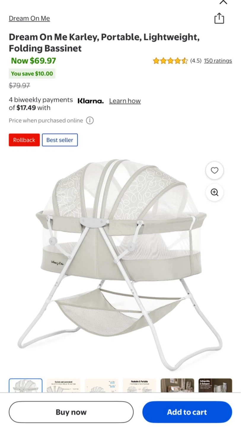 Dream On Me Karley Portable Bassinet