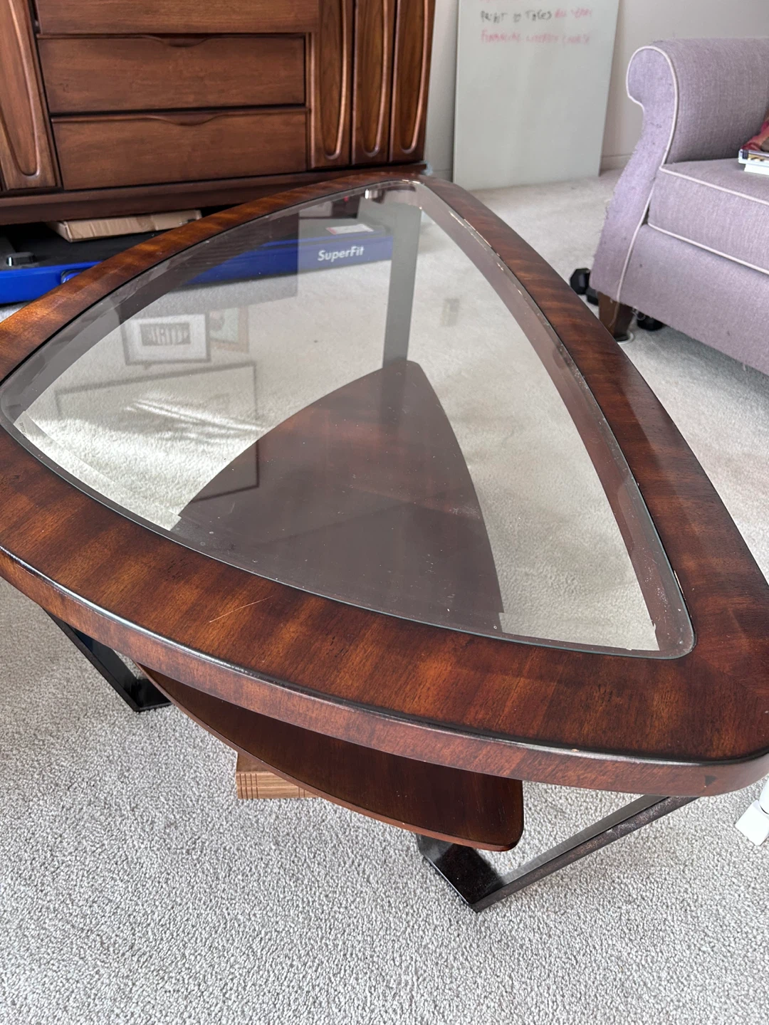 Triangle coffee table with glass top - photo 2