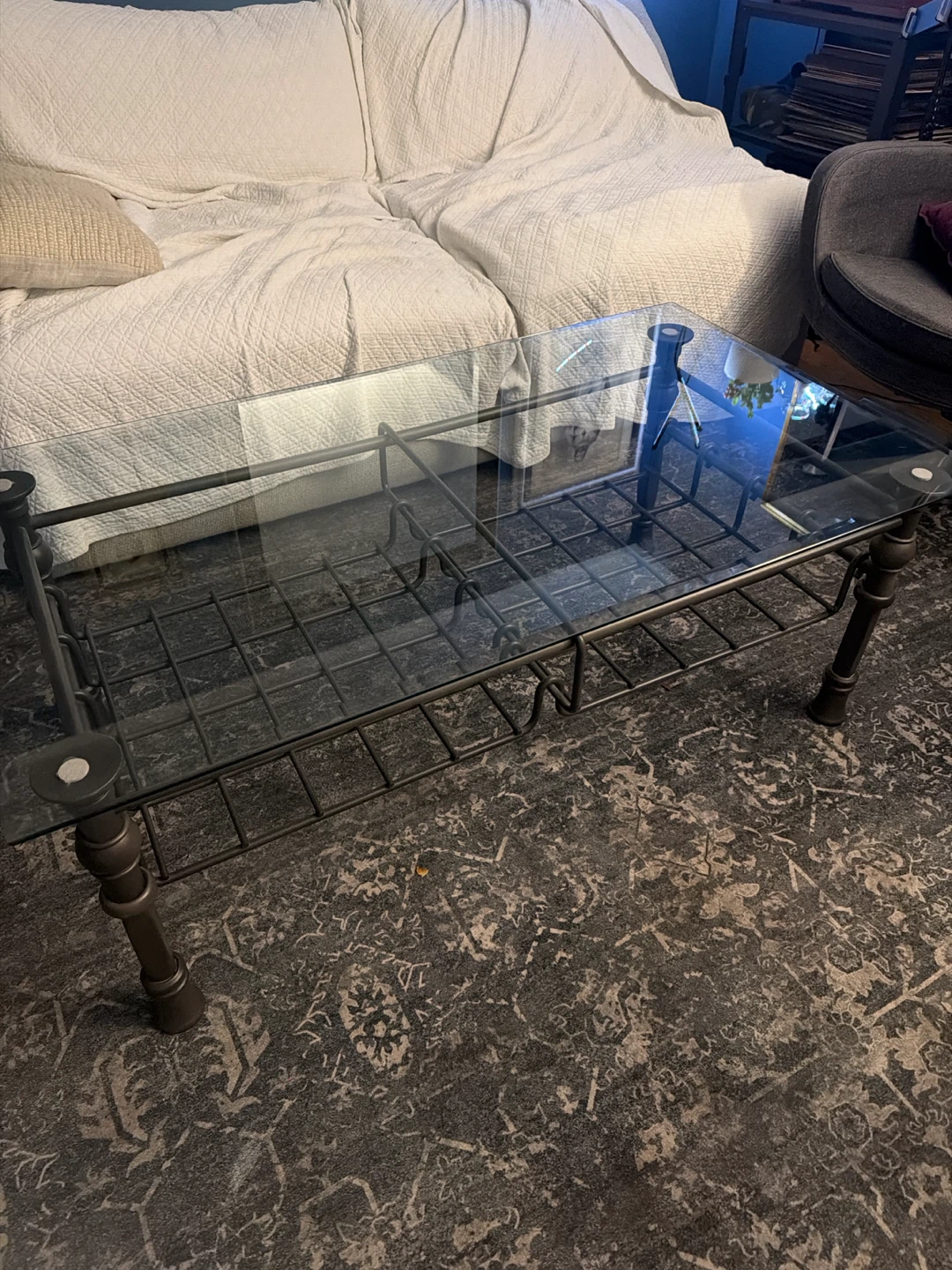 Glass and Metal Coffee Table
