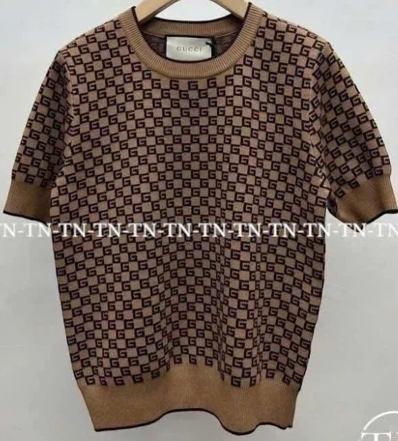 Designer Knit Short Sleeve Sweater