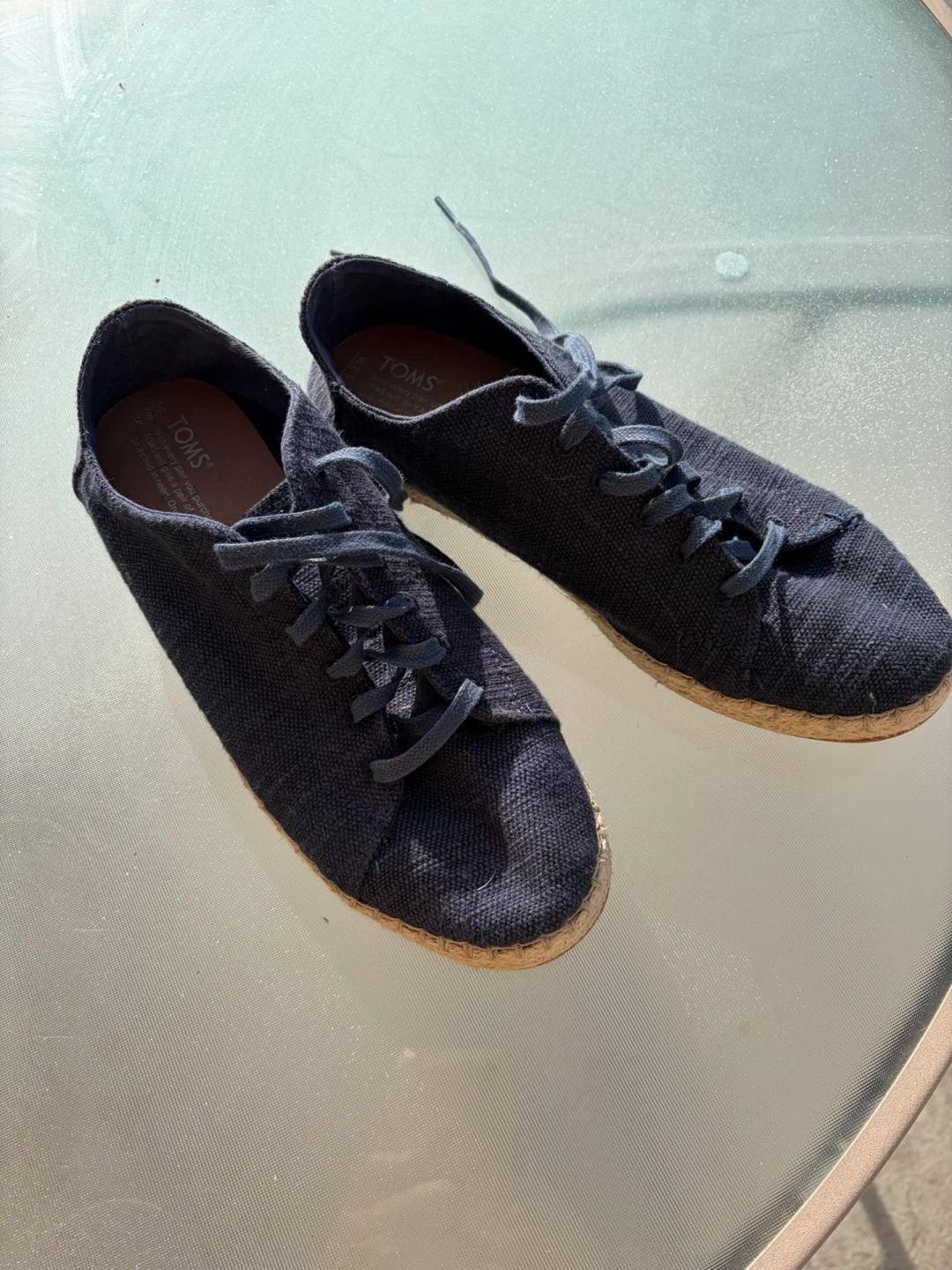 TOMS Navy Blue Lace-Up Espadrilles