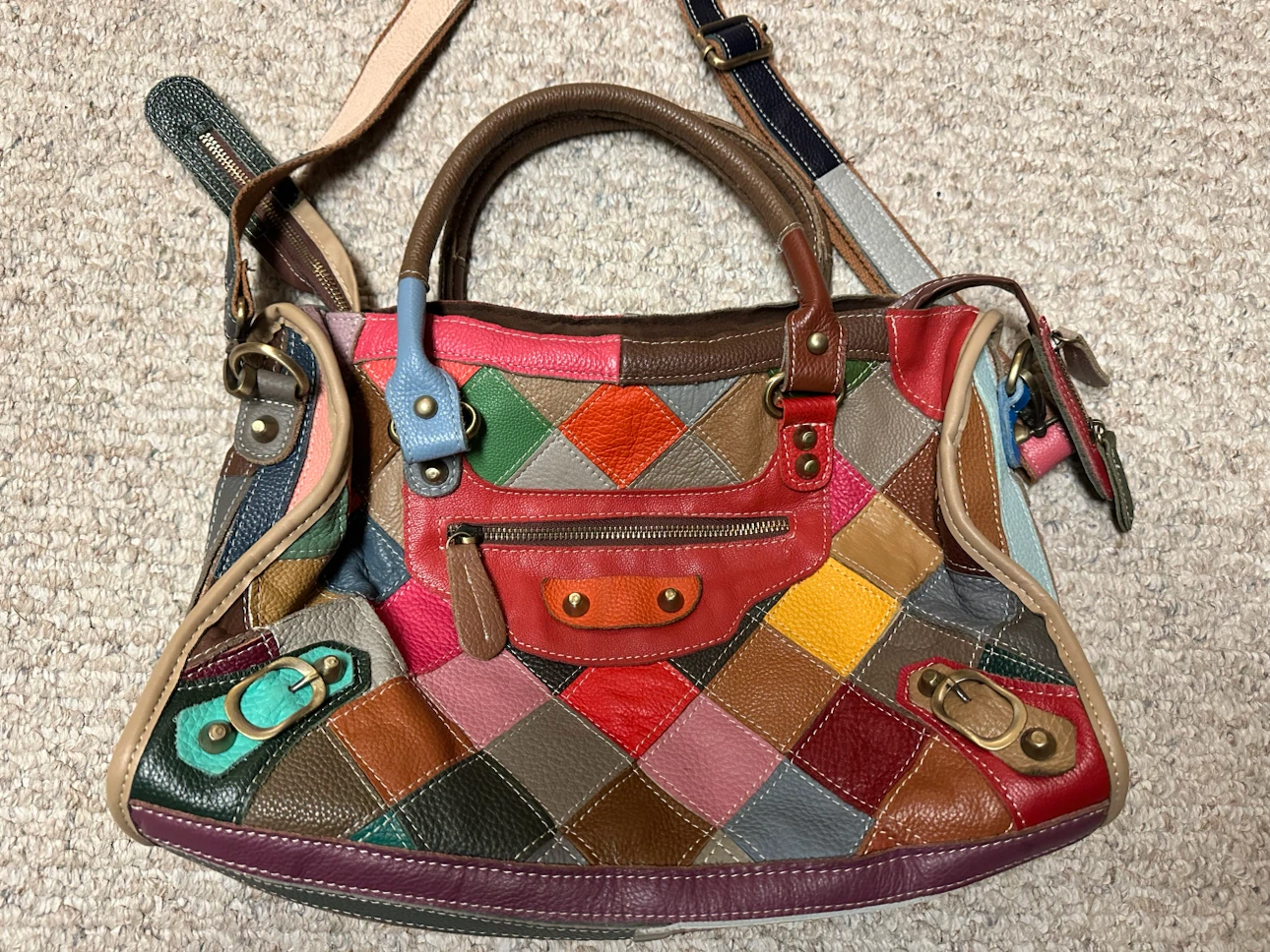 Multicoloured Patchwork Leather Handbag - photo 2