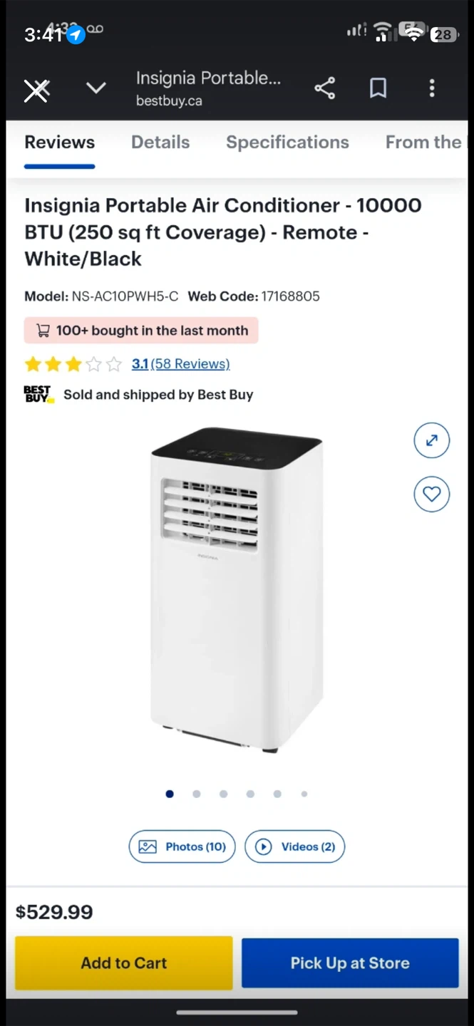 Insignia 10000 BTU Portable Air Conditioner