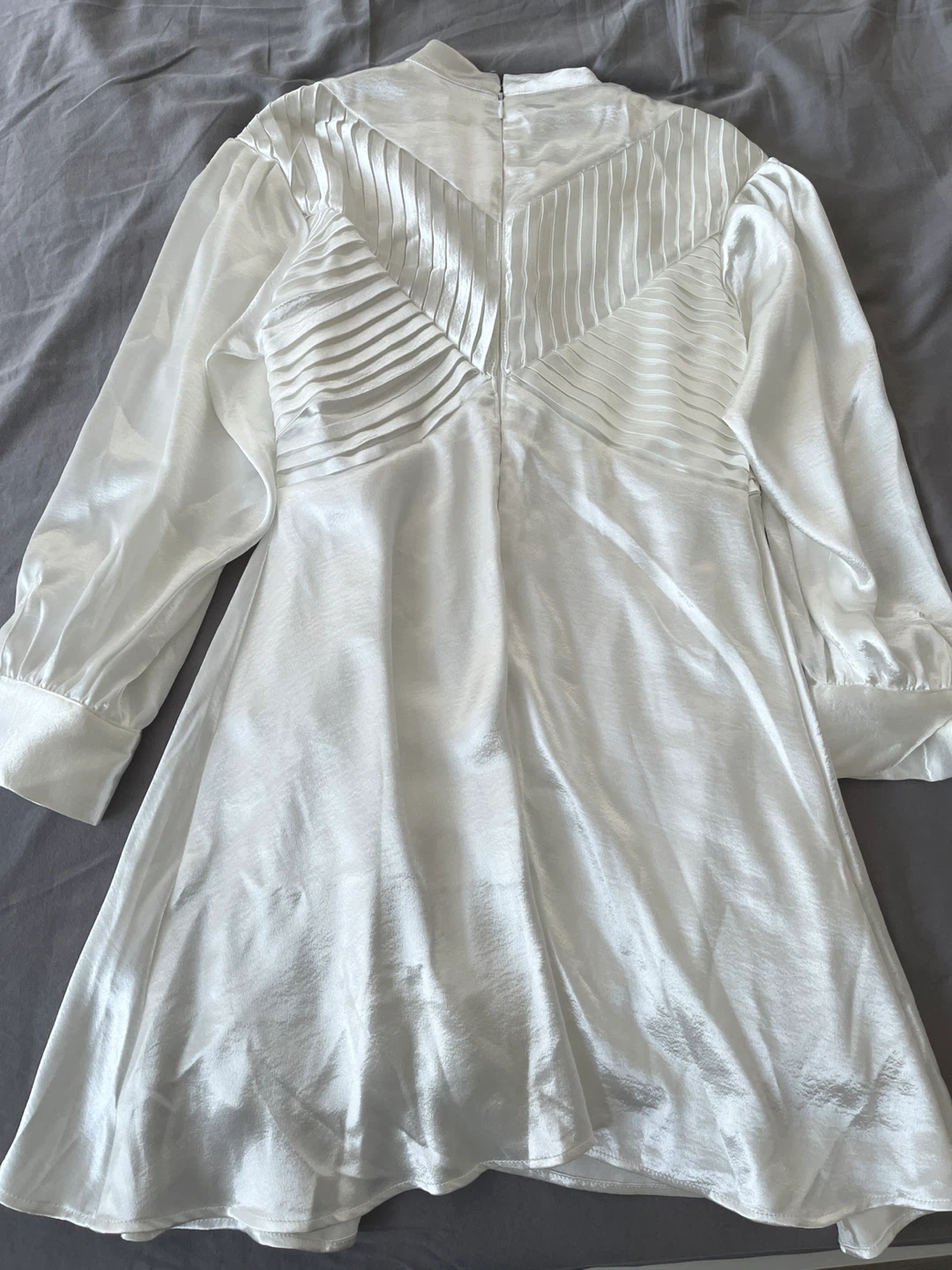 White Satin Pleated Mini Dress - photo 5