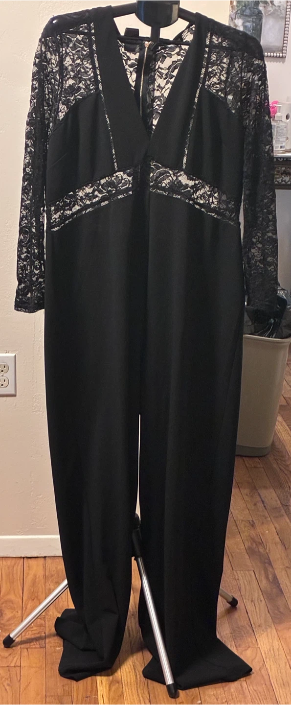 Black Lace Long Sleeve Jumpsuit