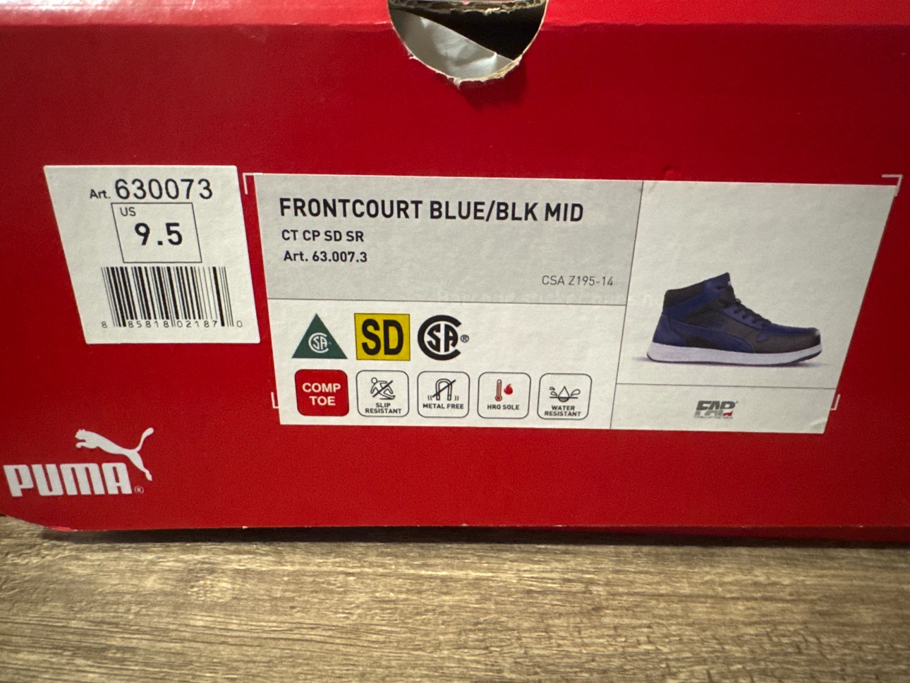 Puma Frontcourt Blue/Black Mid Safety Shoes - Size 9.5 - photo 2