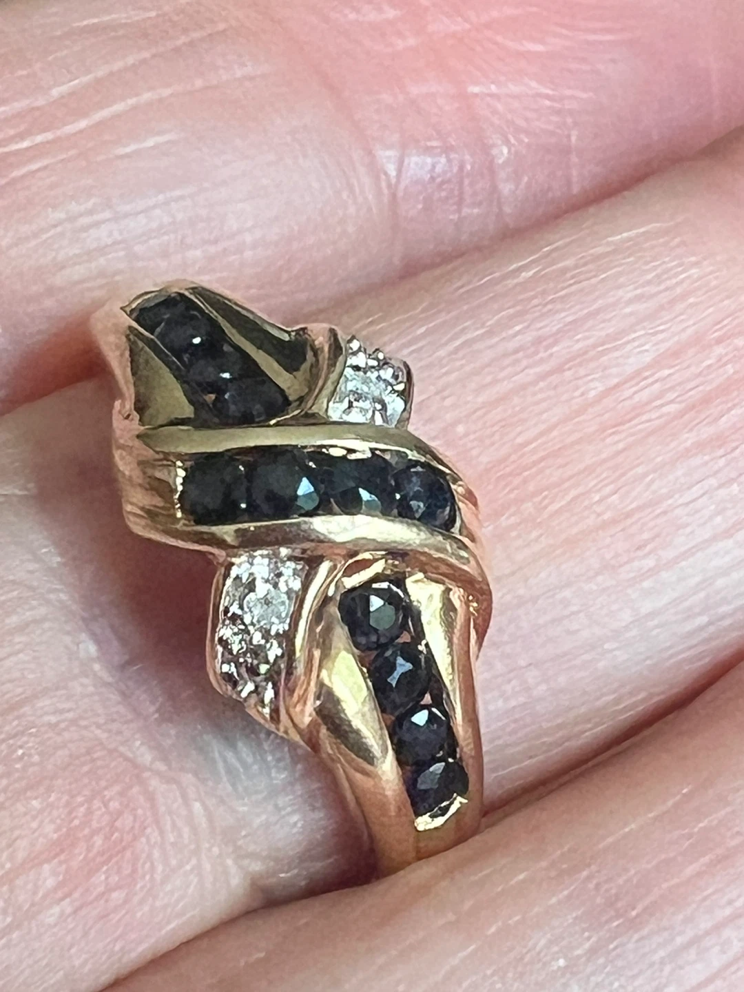10k Gold Sapphire and Diamond Ring
