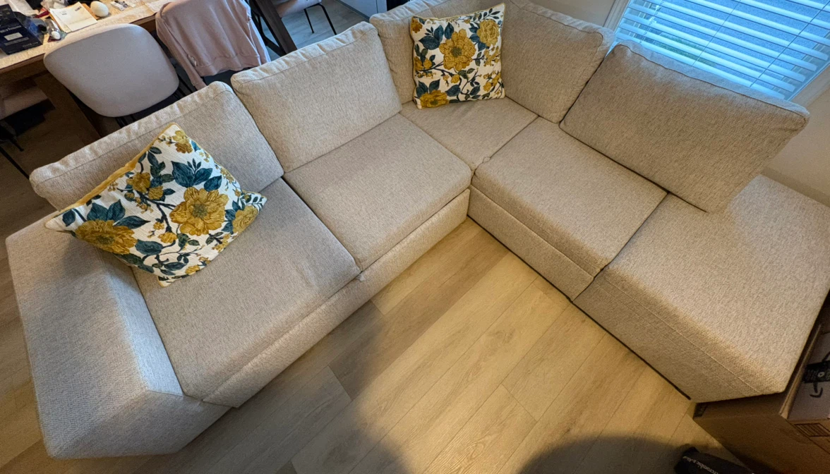 Light beige Sectional Sofa Bed with Storage