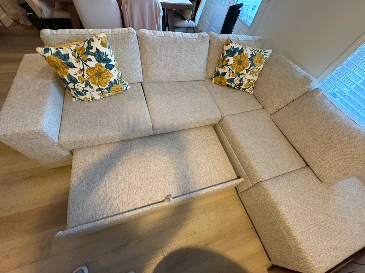 Light beige Sectional Sofa Bed with Storage - photo 4